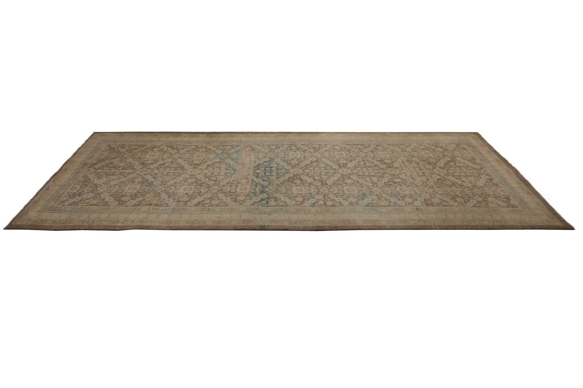 Persische Mahal Teppiche - Wolle Braun Elfenbein Design - 96820 (20. Jahrhundert) im Angebot