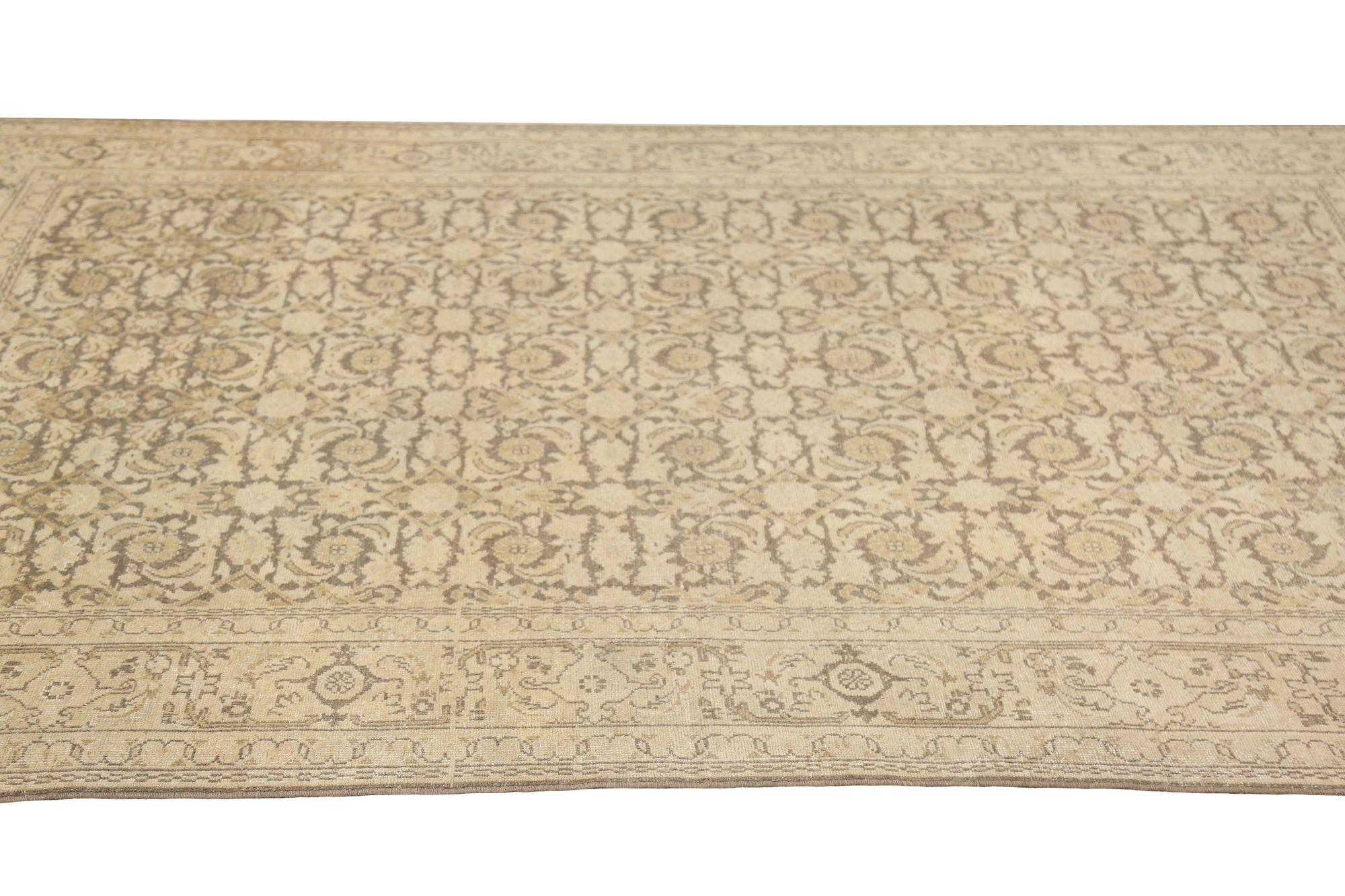 Persische Mahal Teppiche - Wolle Braun Elfenbein Design - 97727 (20. Jahrhundert) im Angebot