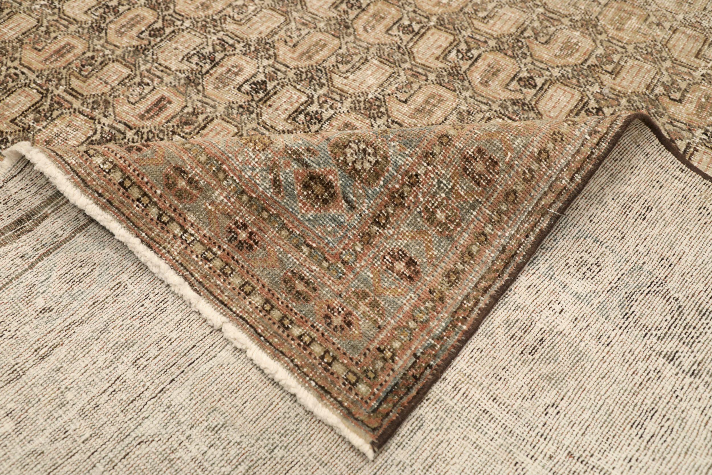 Persische Mahal Teppiche - Wolle Braun Elfenbein Rosa Design - 94559 im Zustand „Hervorragend“ im Angebot in Dallas, TX