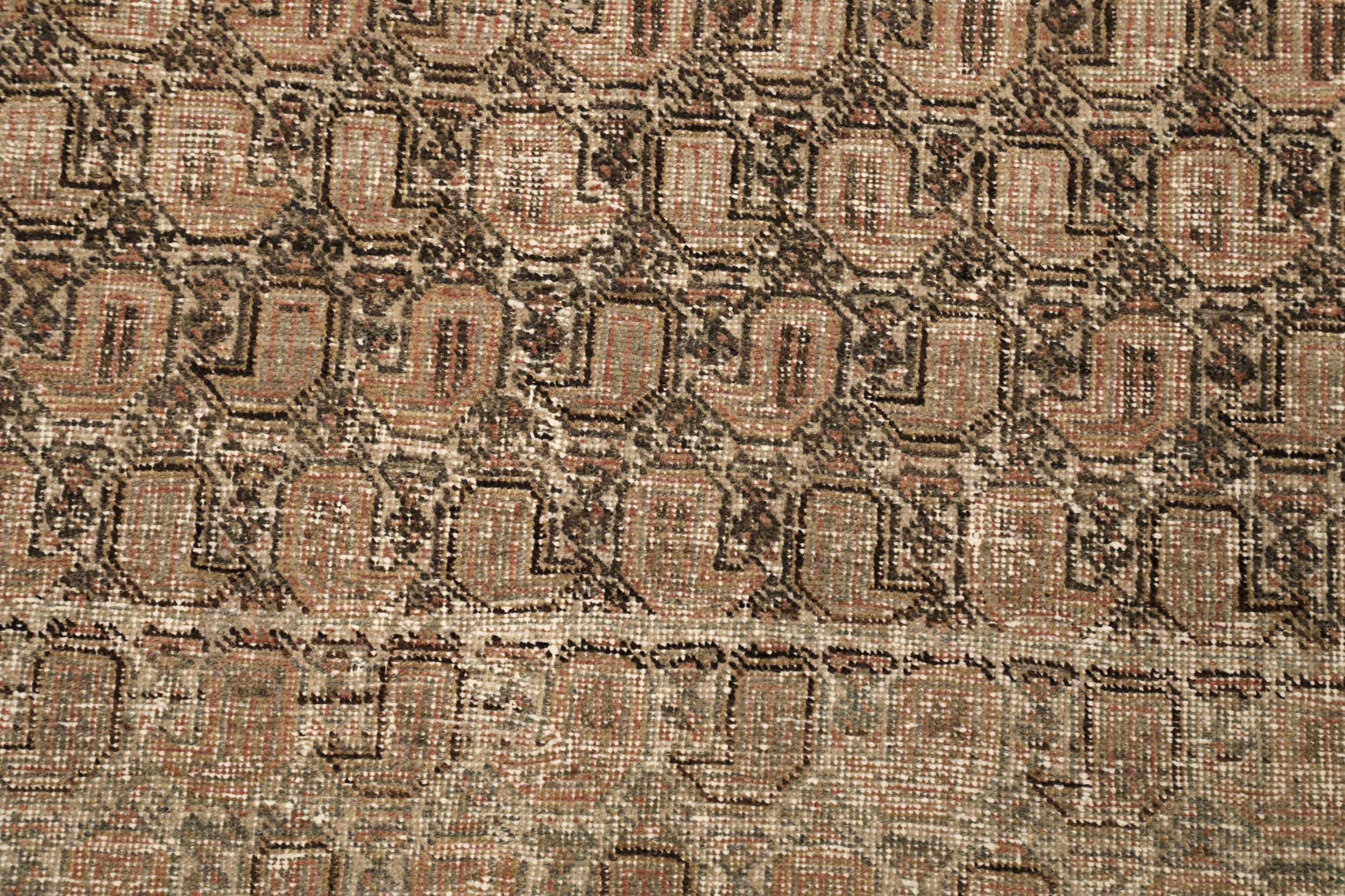 Persische Mahal Teppiche - Wolle Braun Elfenbein Rosa Design - 94559 (20. Jahrhundert) im Angebot