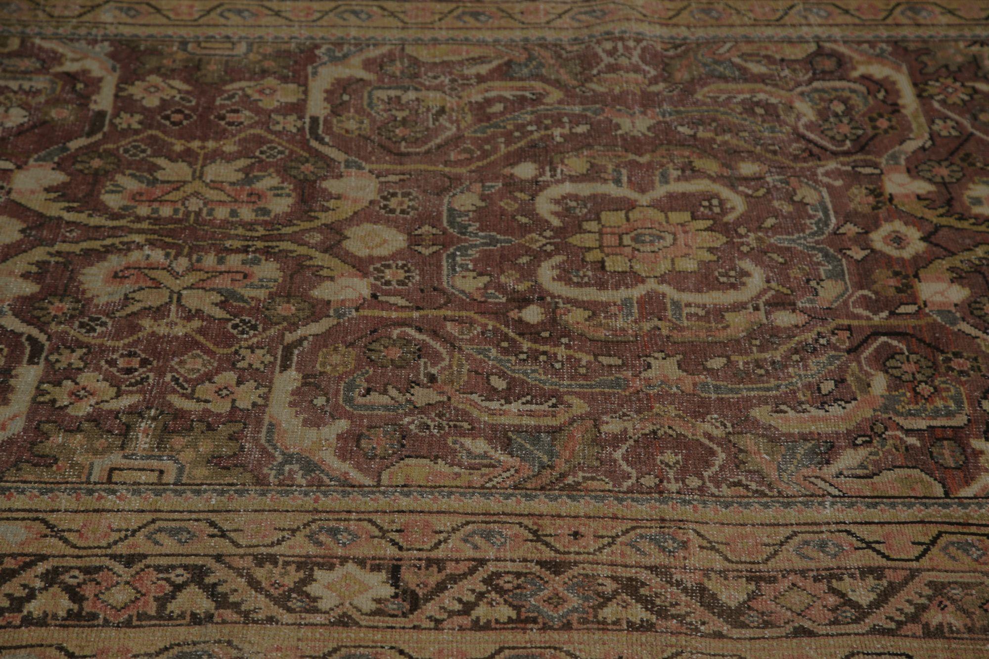 Iracheno Tappeti persiani Mahal - Lana Marrone Rosso Design - 96844 in vendita