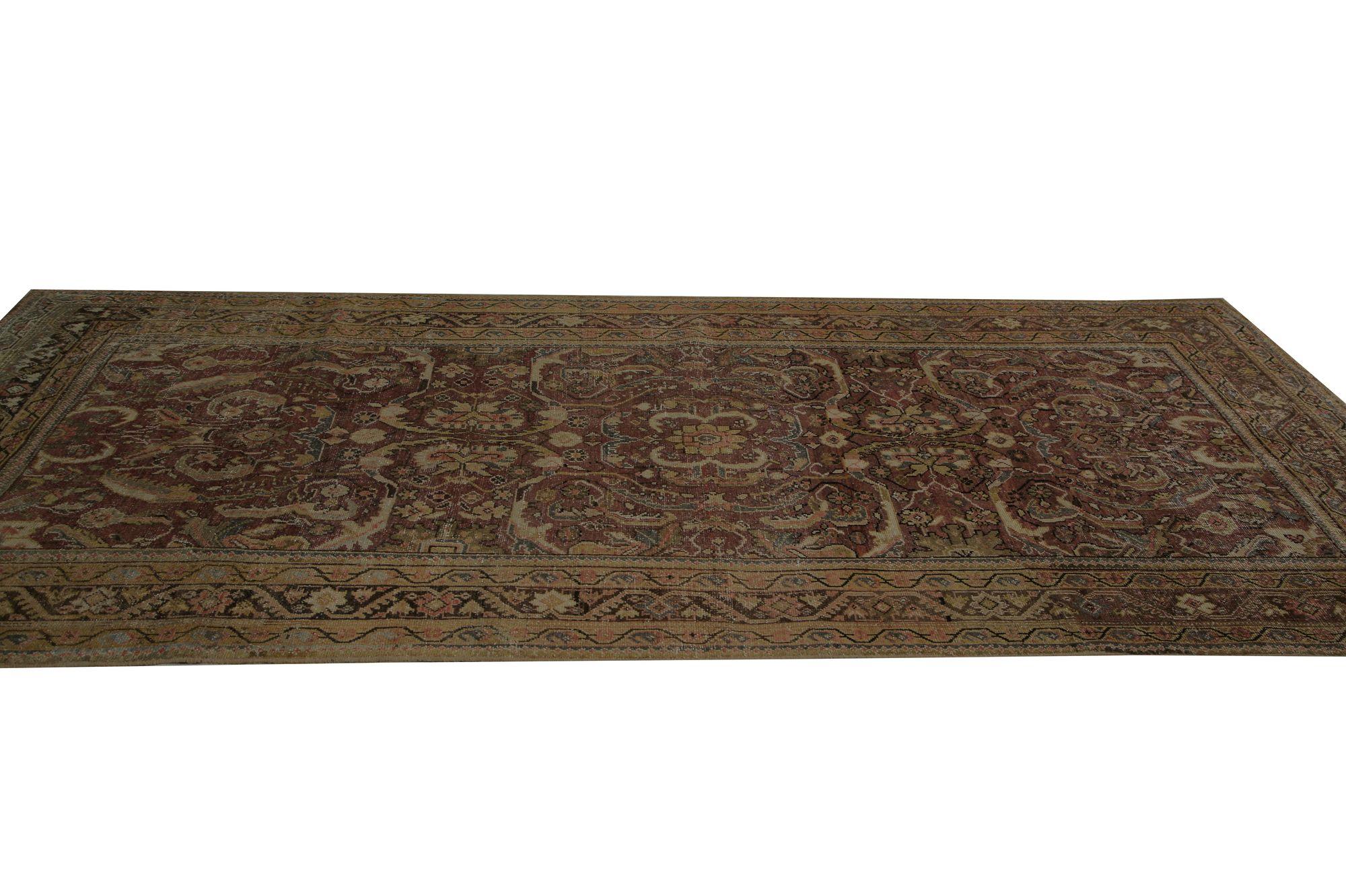 Tappeti persiani Mahal - Lana Marrone Rosso Design - 96844 In condizioni ottime in vendita a Dallas, TX