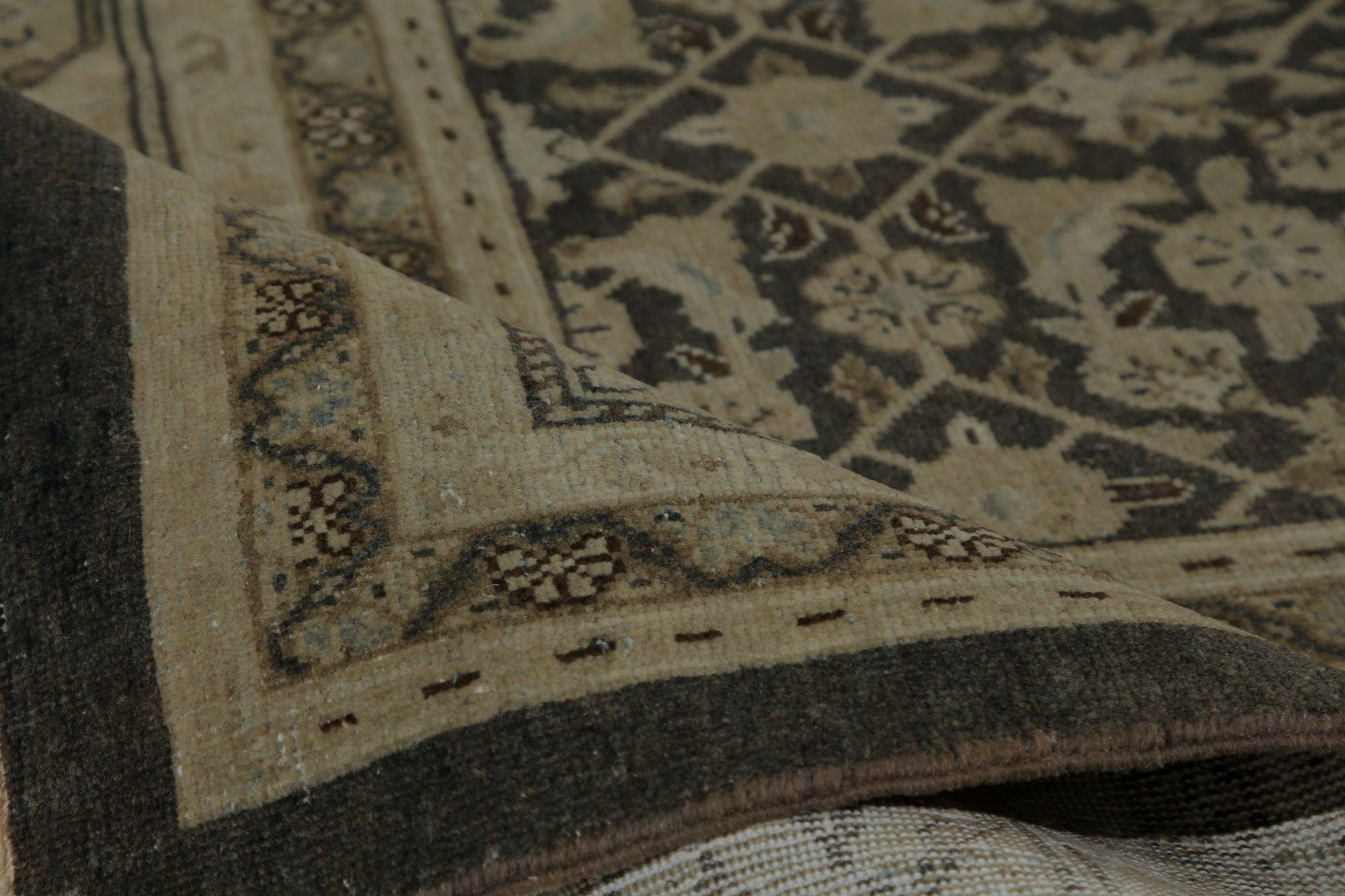 Persische Mahal Teppiche - Wolle Brown Taupe Design - 97830 (20. Jahrhundert) im Angebot
