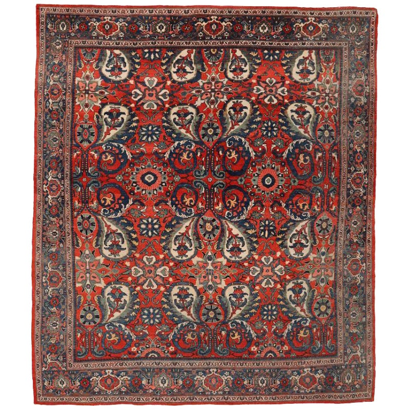 Persian Mahal Area Rugs - Wool Ivory Red Design - 94648