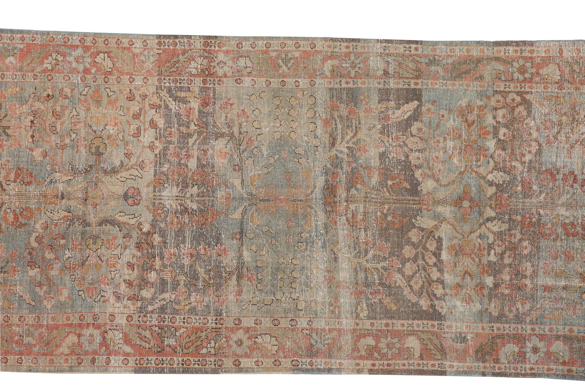 Persische Mahal-Teppiche - Wolle Hellblau Rot Design - 97716 (Irakisch) im Angebot