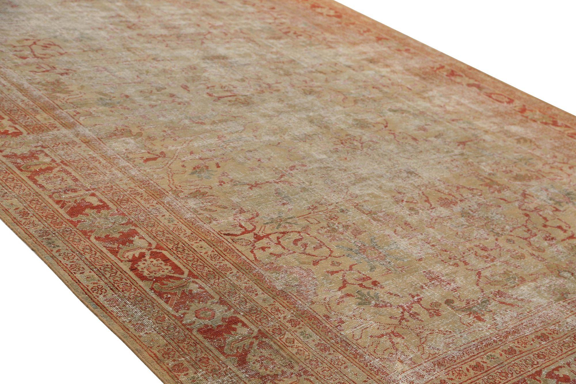 Persische Mahal-Teppiche - Wolle in Rot und Taupe mit Muster - 97744 (Irakisch) im Angebot