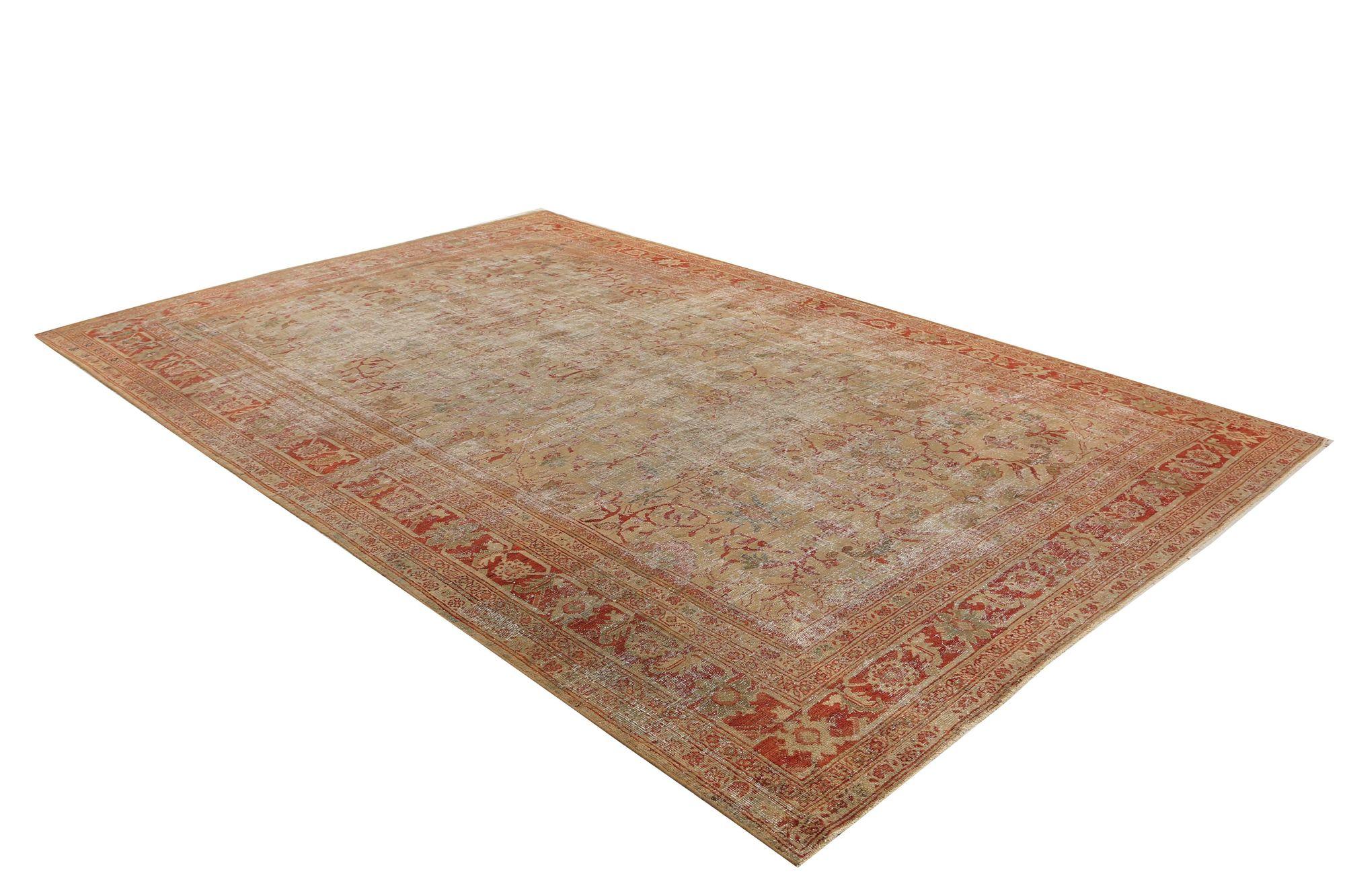 Persische Mahal-Teppiche - Wolle in Rot und Taupe mit Muster - 97744 im Zustand „Hervorragend“ im Angebot in Dallas, TX