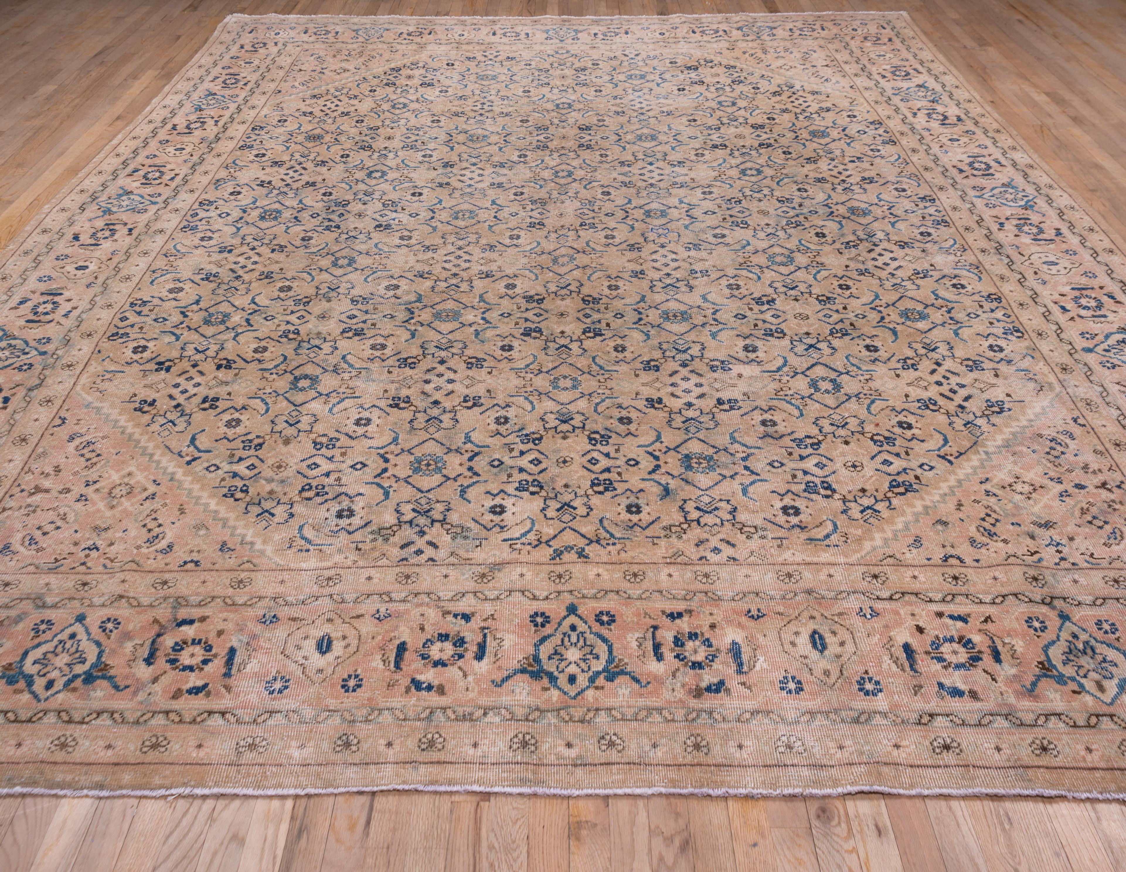 Wool Persian Mahal Carpet, Light Palette For Sale