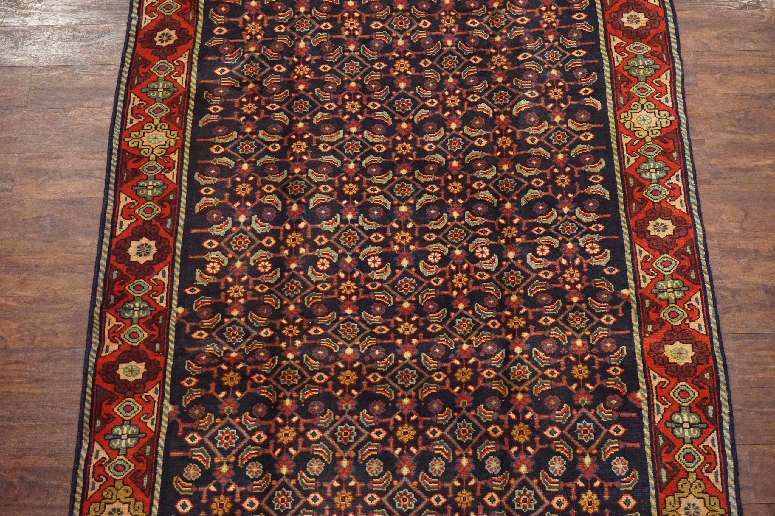 Hand-Knotted Persian Mahal Herati Fish Gallery Runner, circa 1940 For Sale