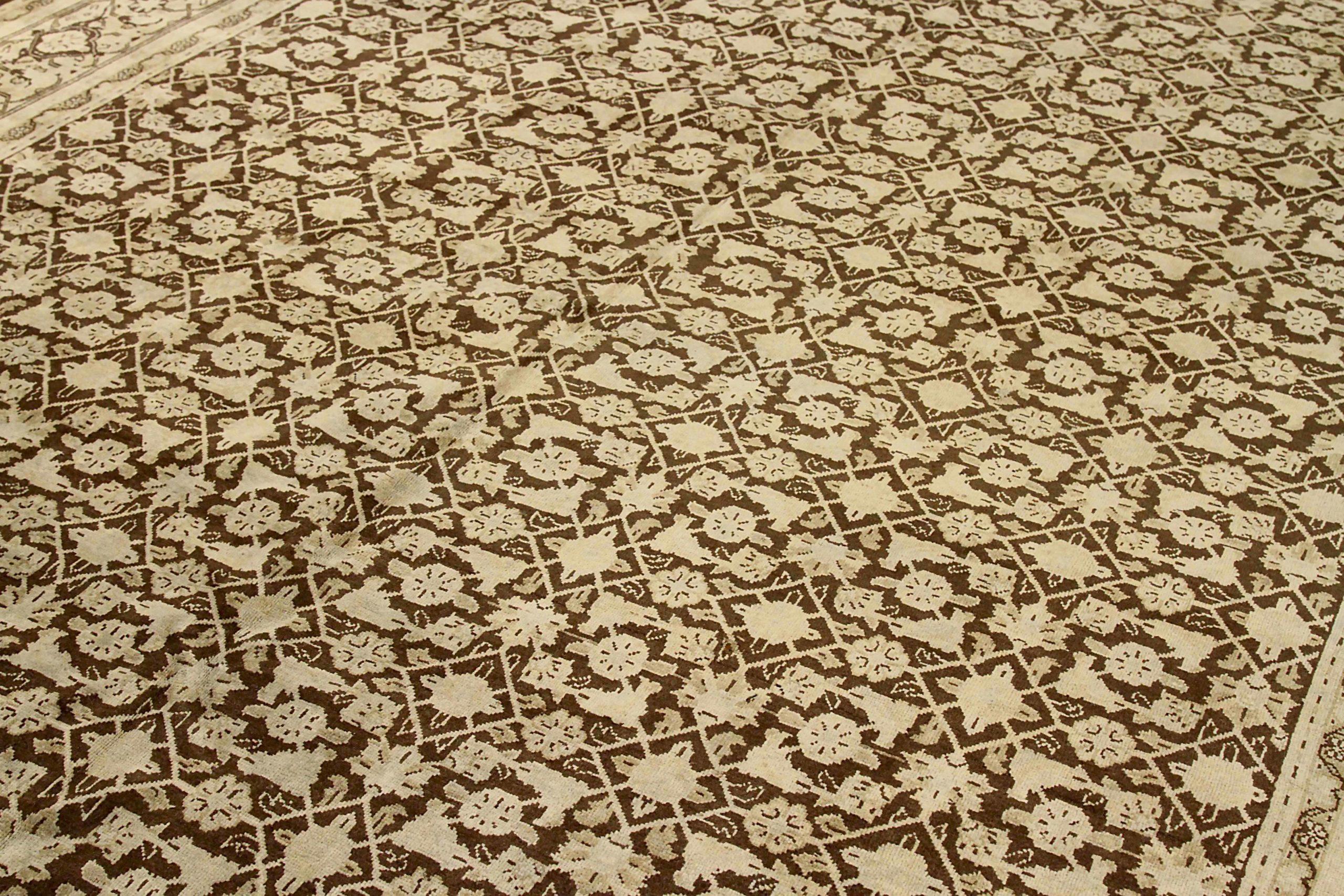 Asian Persian Mahal Over Size Rug - Wool Brown Ivory 73535 For Sale