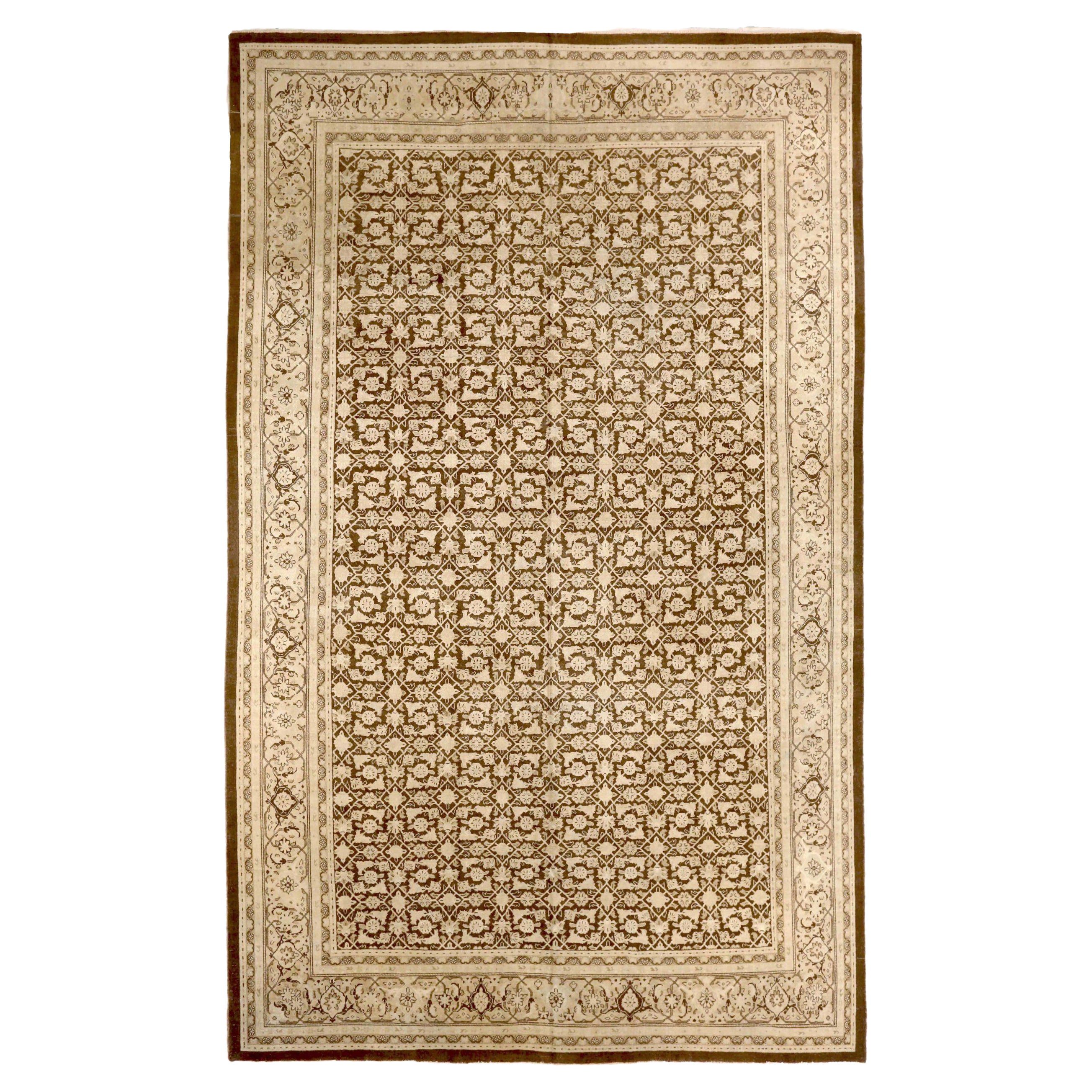 Persian Mahal Over Size Rug - Wool Brown Ivory 73535 For Sale