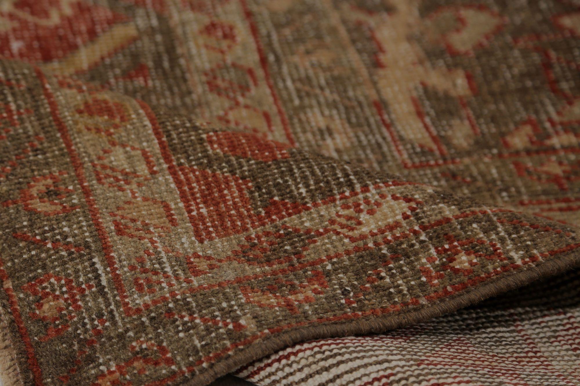 XX secolo Tappeto Persiano Mahal Over Size - Lana Marrone Avorio Rosso Design - 97799 in vendita