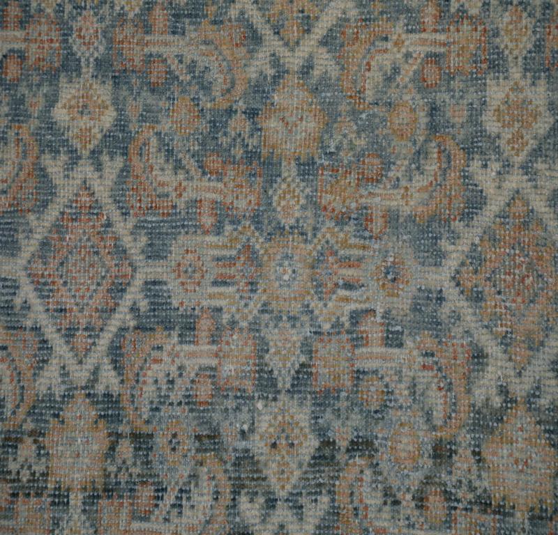 Persischer Mahal-Läufer Circa 1880 - Wolle Blau Elfenbein Rosa Rot Design - 99551 (Handgeknüpft) im Angebot