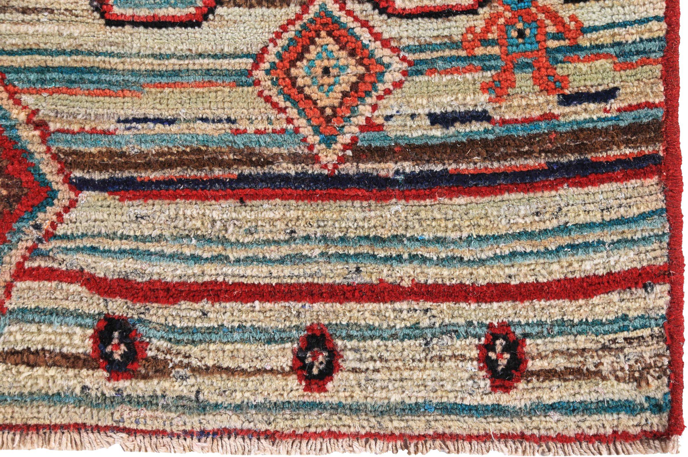 Persischer Mahal-Läufer - Wolle Blau Elfenbein Rot Design - 89632 (Asiatisch) im Angebot