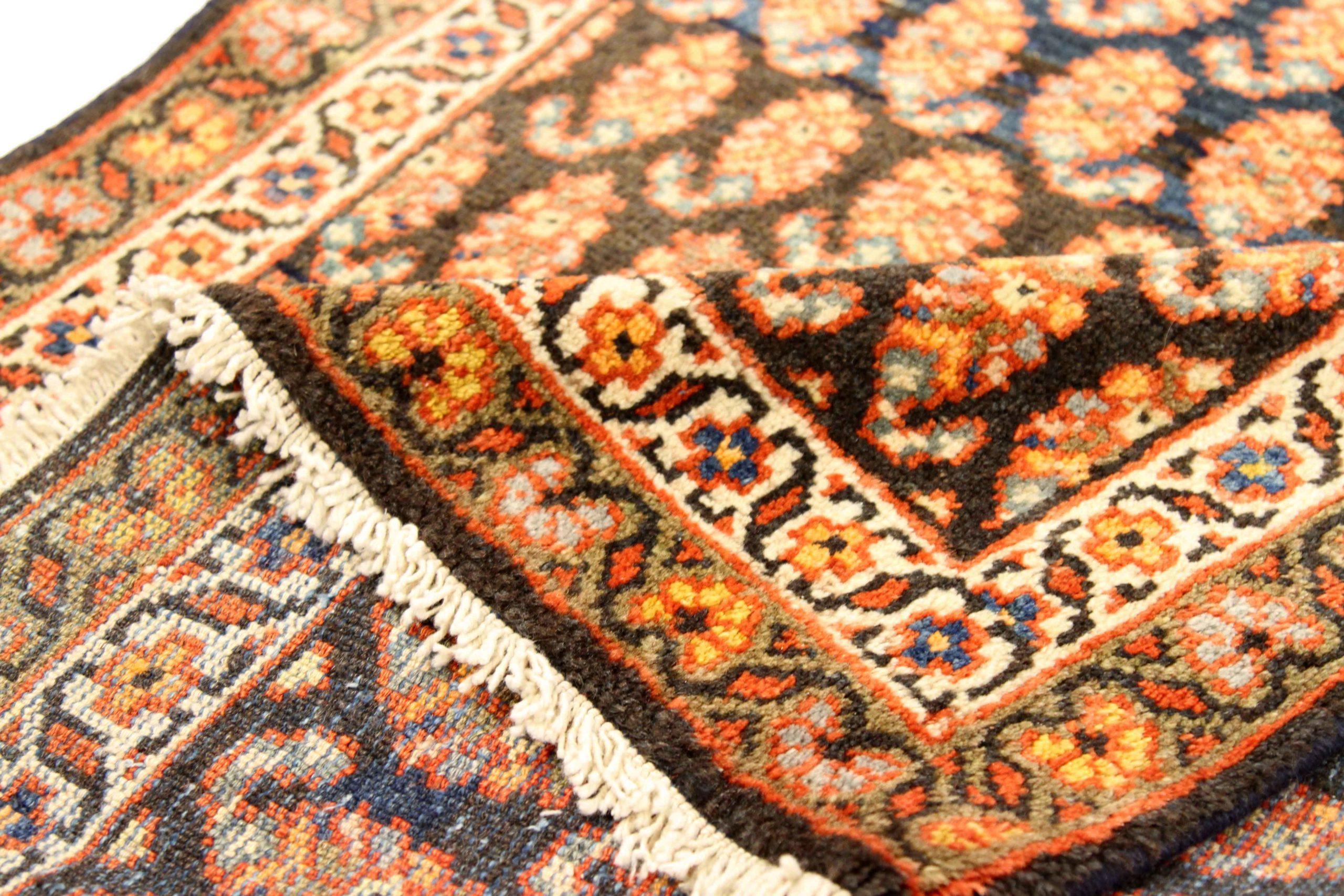 Asiatico Tappeto Persiano Mahal - Lana Blu Navy Rosa Giallo - 75356 in vendita
