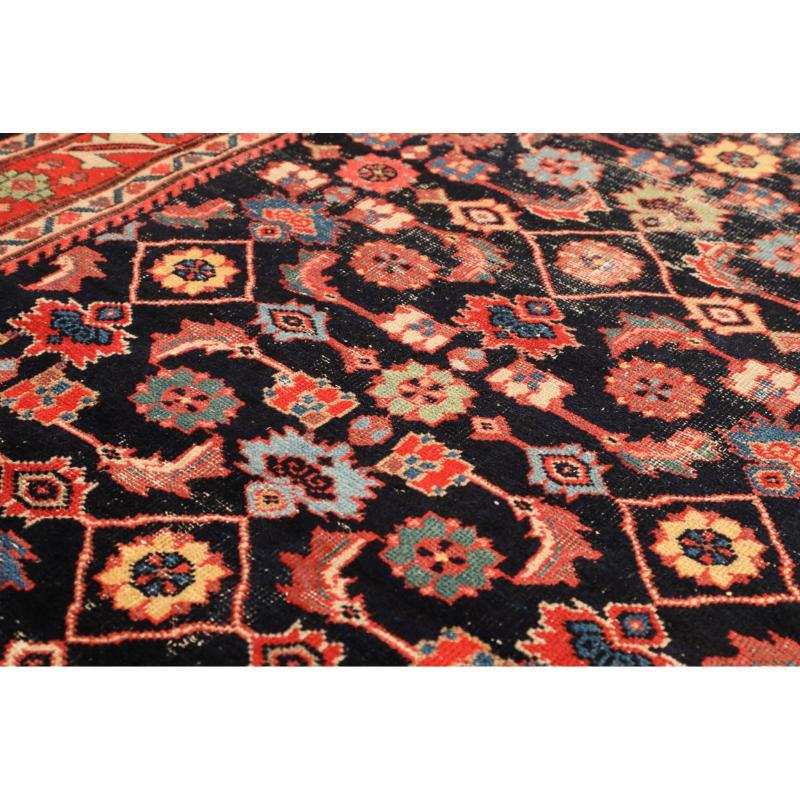 Iracheno Tappeto Persiano Mahal Runner - Lana Nero Rosso Design - 94571 in vendita