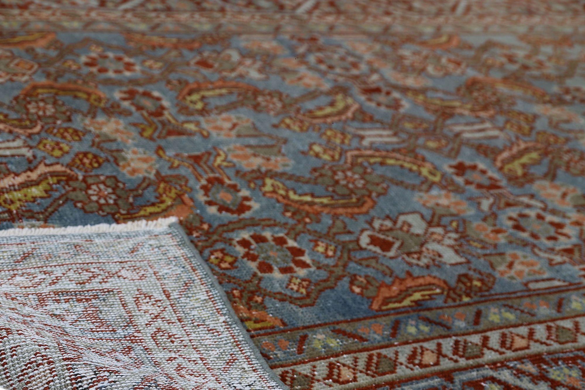 Iracheno Tappeto Persiano Mahal Runner - Design Blu Lana - 97153 in vendita
