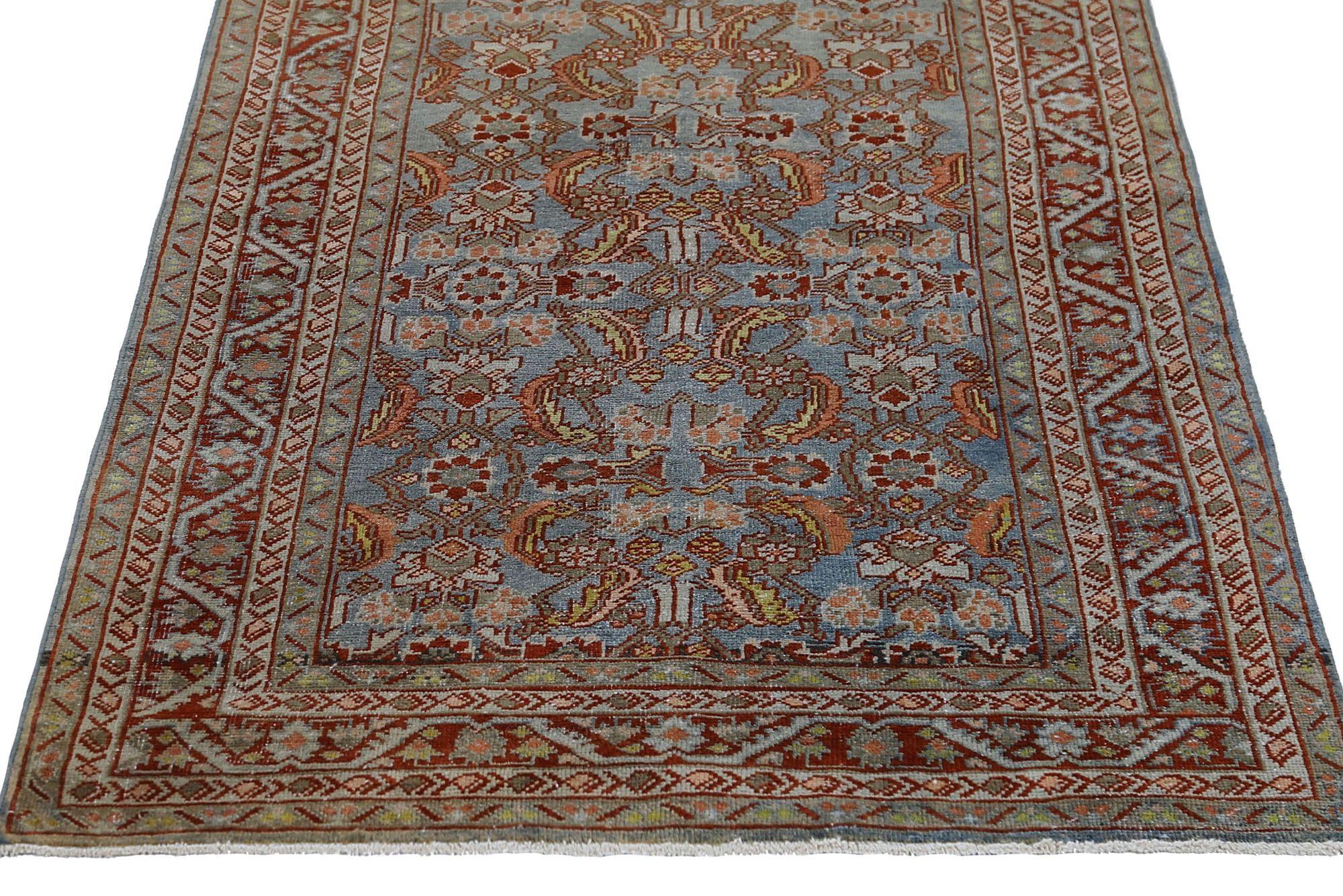 Tappeto Persiano Mahal Runner - Design Blu Lana - 97153 In condizioni ottime in vendita a Dallas, TX