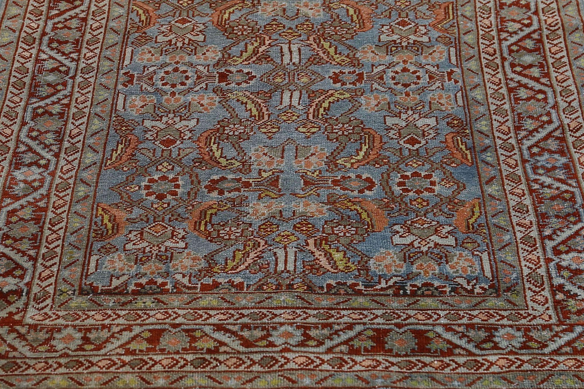 XX secolo Tappeto Persiano Mahal Runner - Design Blu Lana - 97153 in vendita