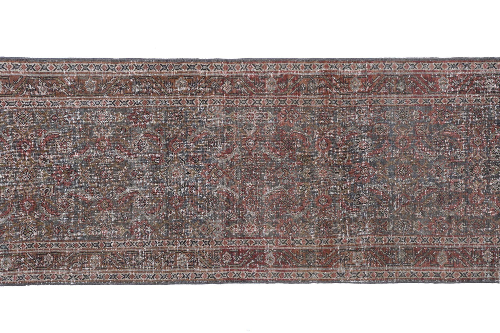 Iracheno Tappeto Persiano Mahal Runner - Lana Blu Rosso Design - 96766 in vendita