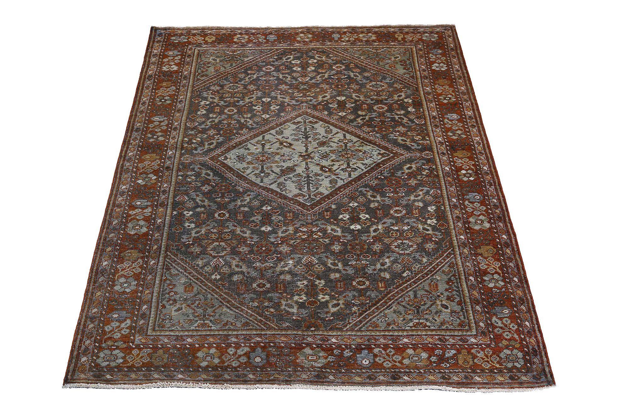 Tappeto Persiano Mahal Runner - Lana Blu Rosso Design - 96766 In condizioni ottime in vendita a Dallas, TX