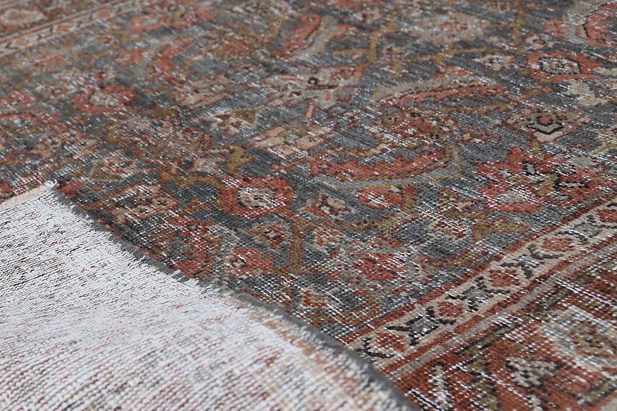 XX secolo Tappeto Persiano Mahal Runner - Lana Blu Rosso Design - 96766 in vendita