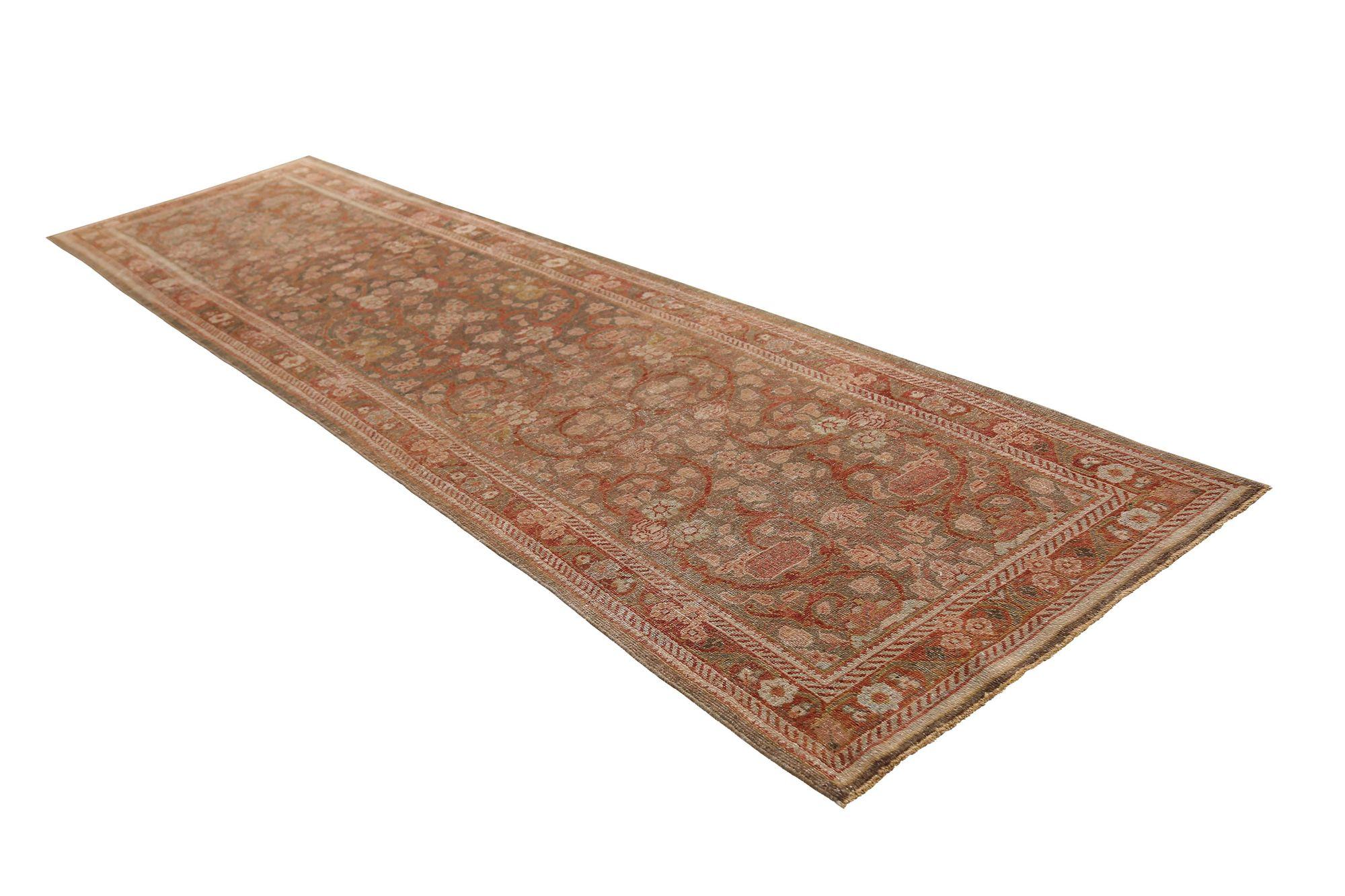 Persischer Mahal Läufer Teppich - Wolle Brown Design - 96807 (Irakisch) im Angebot