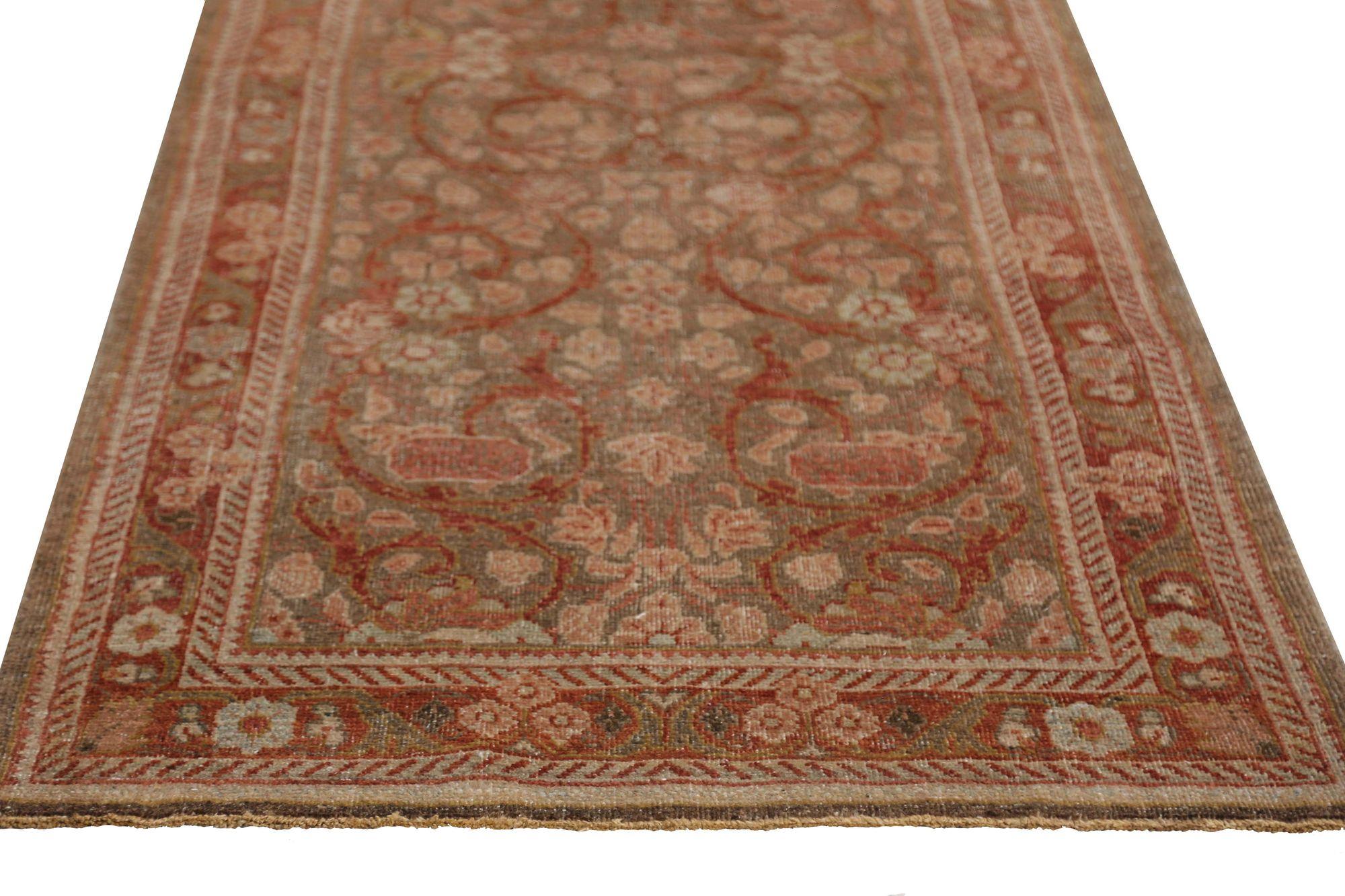 Persischer Mahal Läufer Teppich - Wolle Brown Design - 96807 im Zustand „Hervorragend“ im Angebot in Dallas, TX