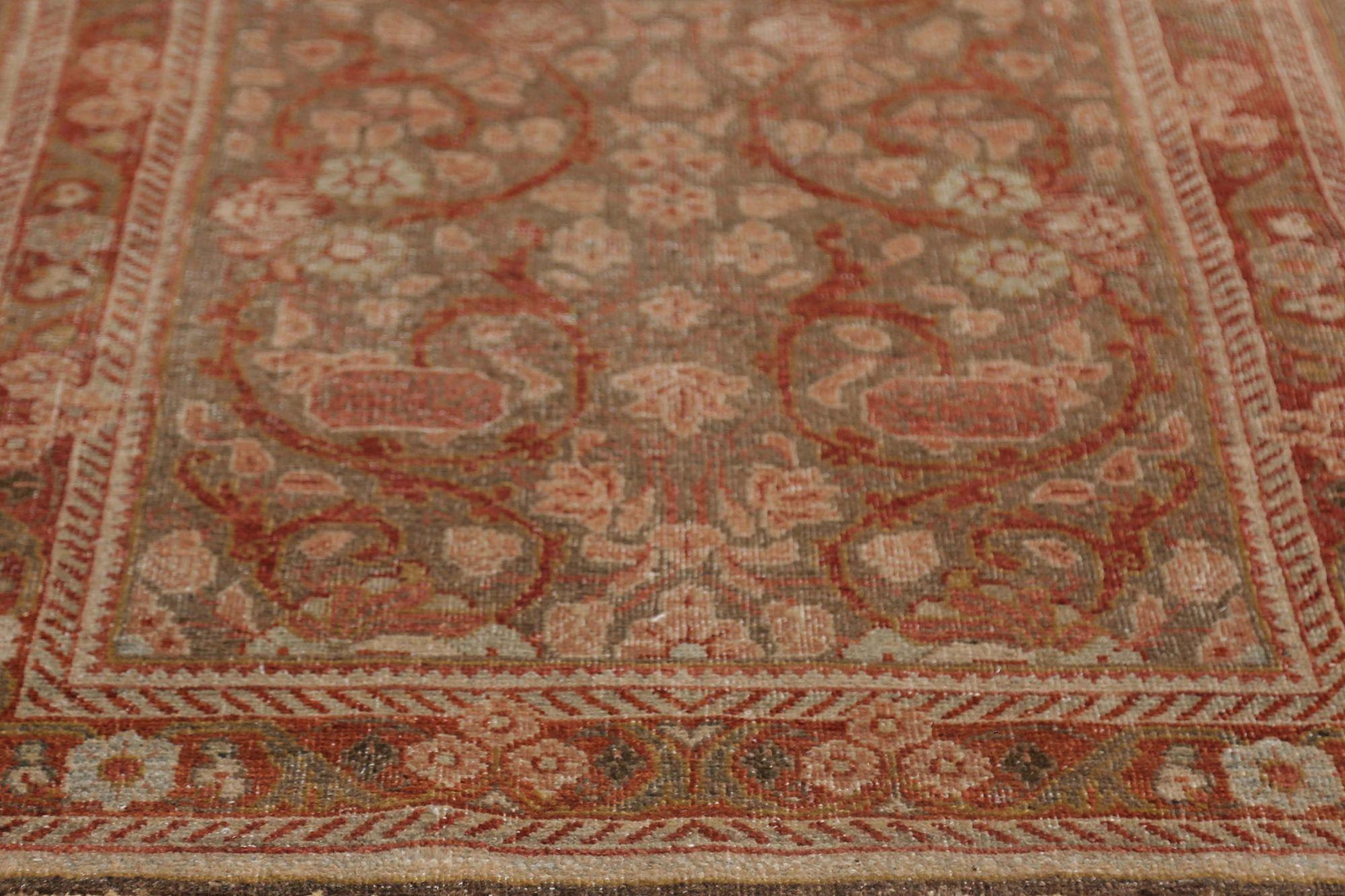 Persischer Mahal Läufer Teppich - Wolle Brown Design - 96807 (20. Jahrhundert) im Angebot