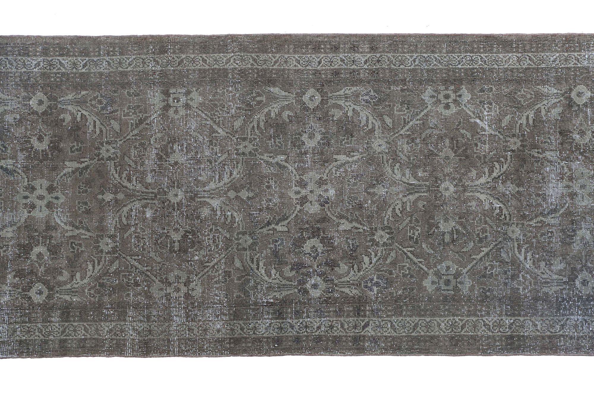 Persischer Mahal Läufer Teppich - Wolle Brown Design - 96899 (Irakisch) im Angebot