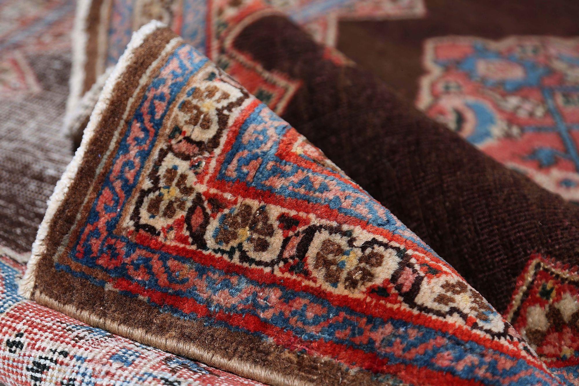 Iracheno Tappeto Persiano Mahal Runner - Design Marrone Lana - 96904 in vendita