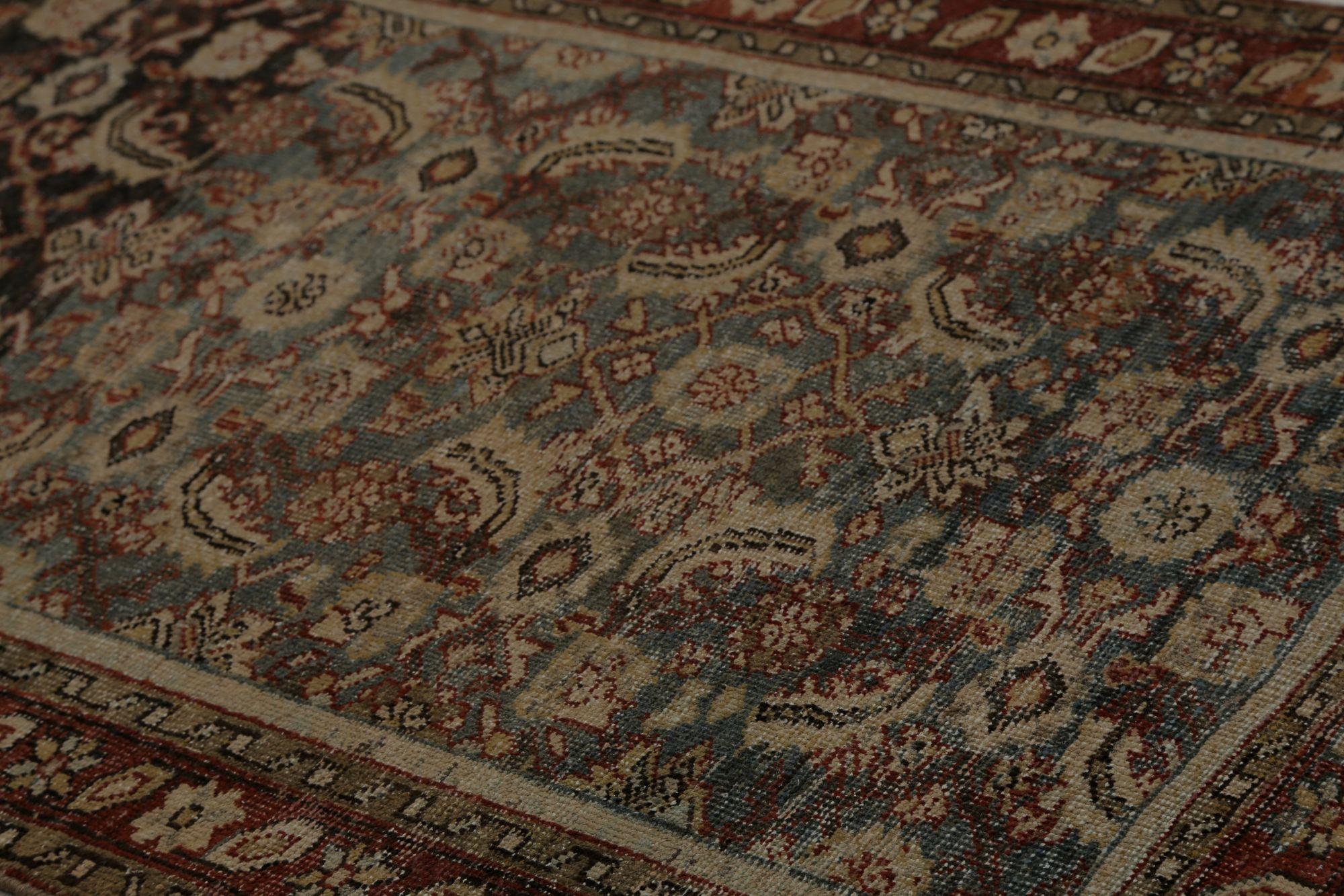 Persischer Mahal Läufer Teppich - Wolle Braun Elfenbein Rot Design - 97805 (Irakisch) im Angebot