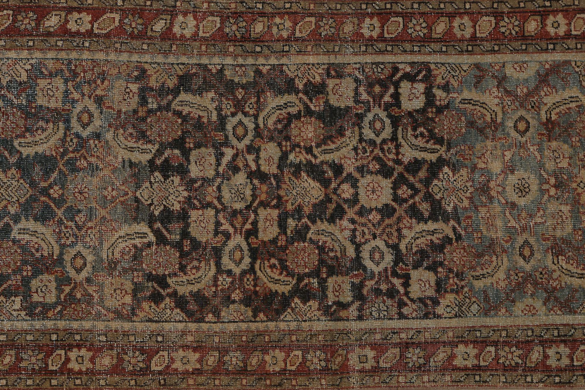 Persischer Mahal Läufer Teppich - Wolle Braun Elfenbein Rot Design - 97805 im Zustand „Hervorragend“ im Angebot in Dallas, TX