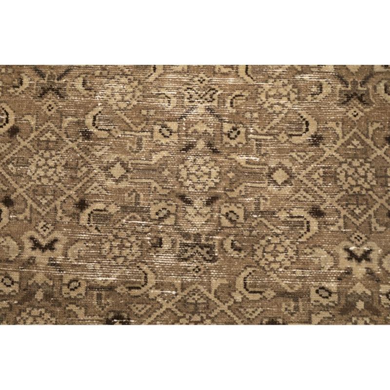 Persischer Mahal Läufer Teppich - Wolle Braun Elfenbein Taupe Design - 94572 im Zustand „Hervorragend“ im Angebot in Dallas, TX