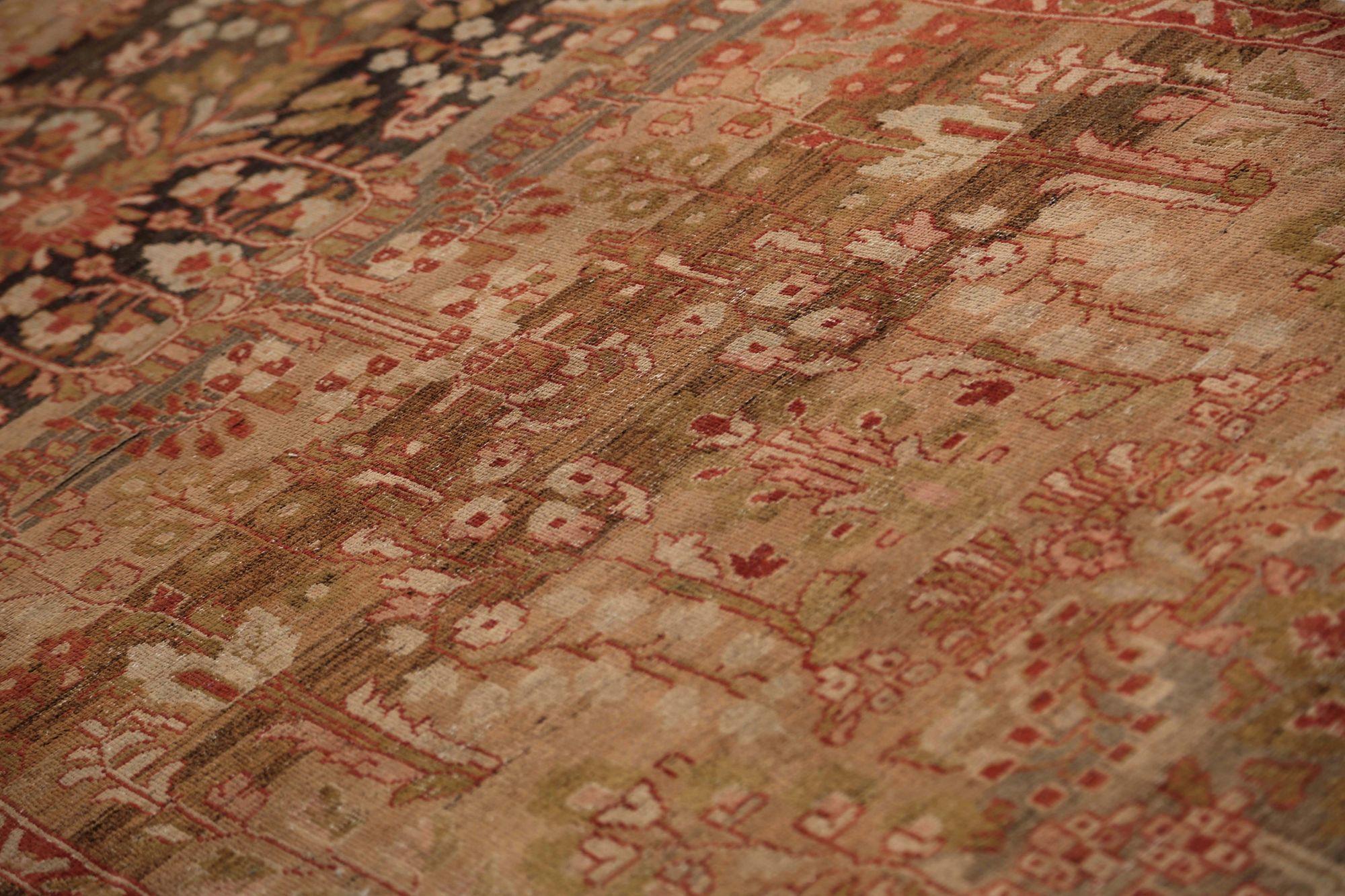 Persischer Mahal Läufer Teppich - Wolle Braun Rot Taupe Design - 97983 im Zustand „Hervorragend“ im Angebot in Dallas, TX