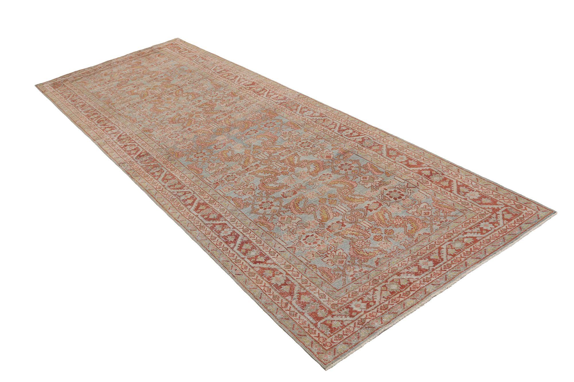 Persischer Mahal-Läufer - Wolle Hellblau Design - 97162 (Irakisch) im Angebot