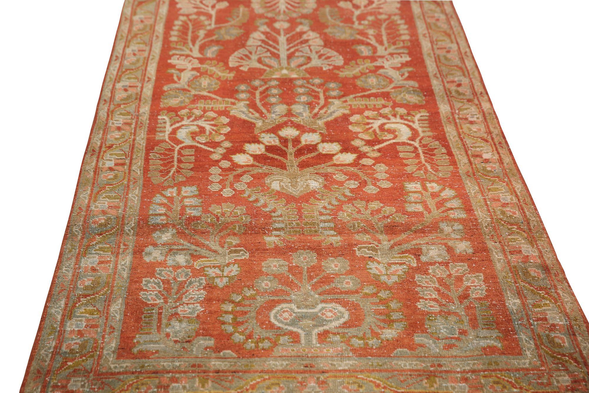 Persischer Mahal-Läufer aus Wolle – rotes Design – 96712 im Zustand „Hervorragend“ im Angebot in Dallas, TX