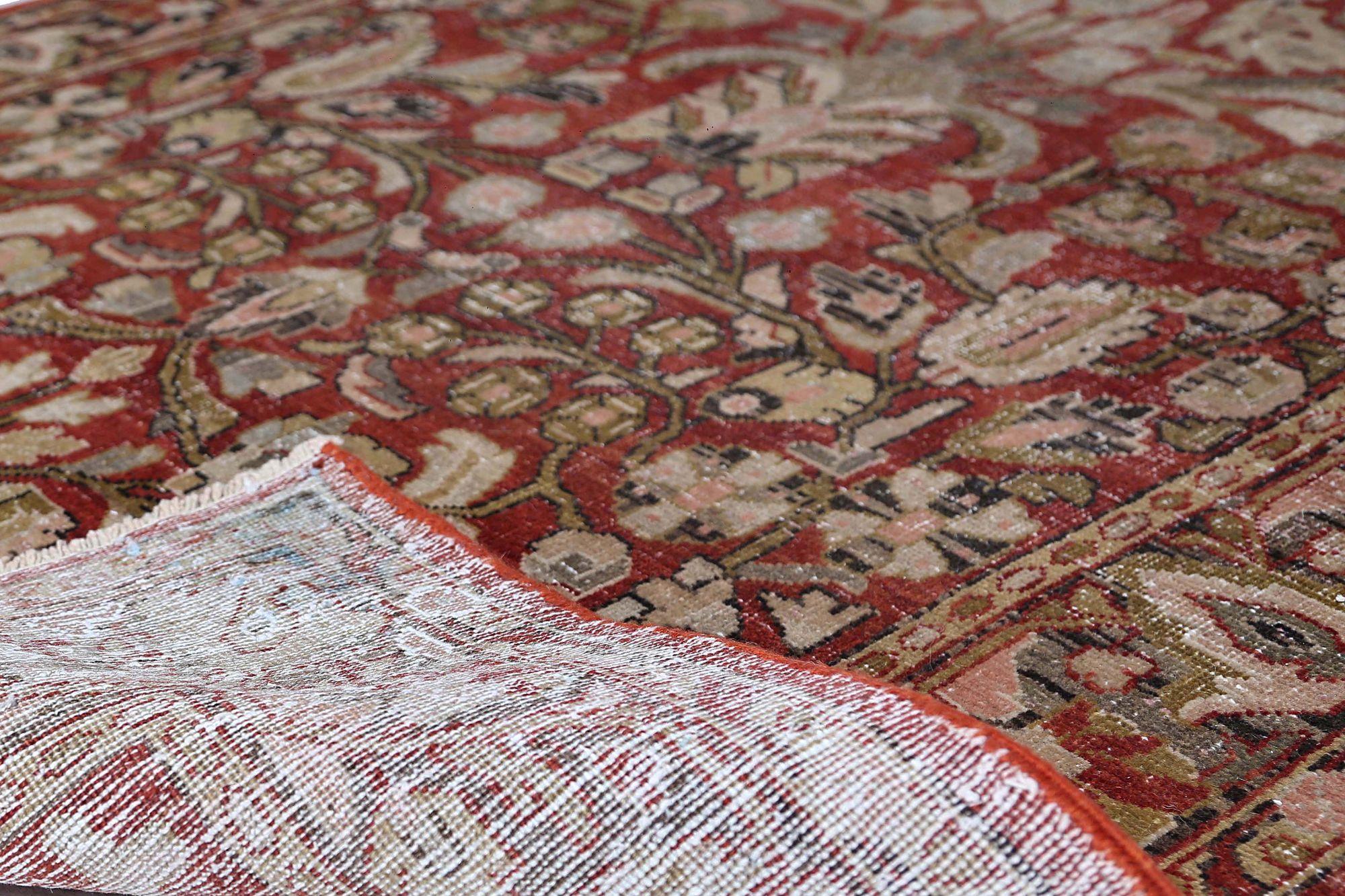 Persischer Mahal-Läufer aus Wolle – rotes Design – 96898 (20. Jahrhundert) im Angebot