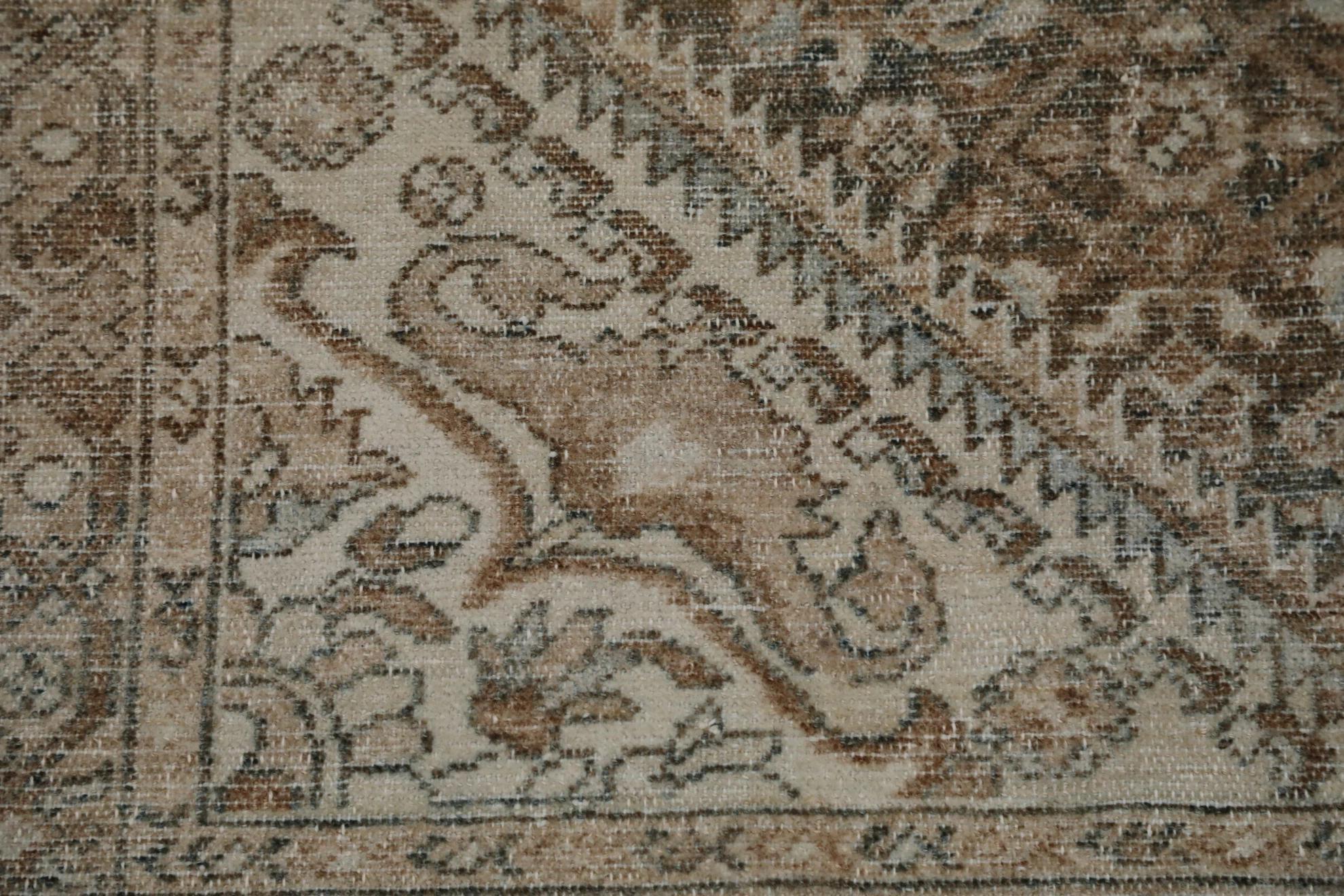Persischer Mahal Kleiner Teppich CIRCA 1880 - Wolle Braun Elfenbein Taupe Design - 99567 (Handgewebt) im Angebot