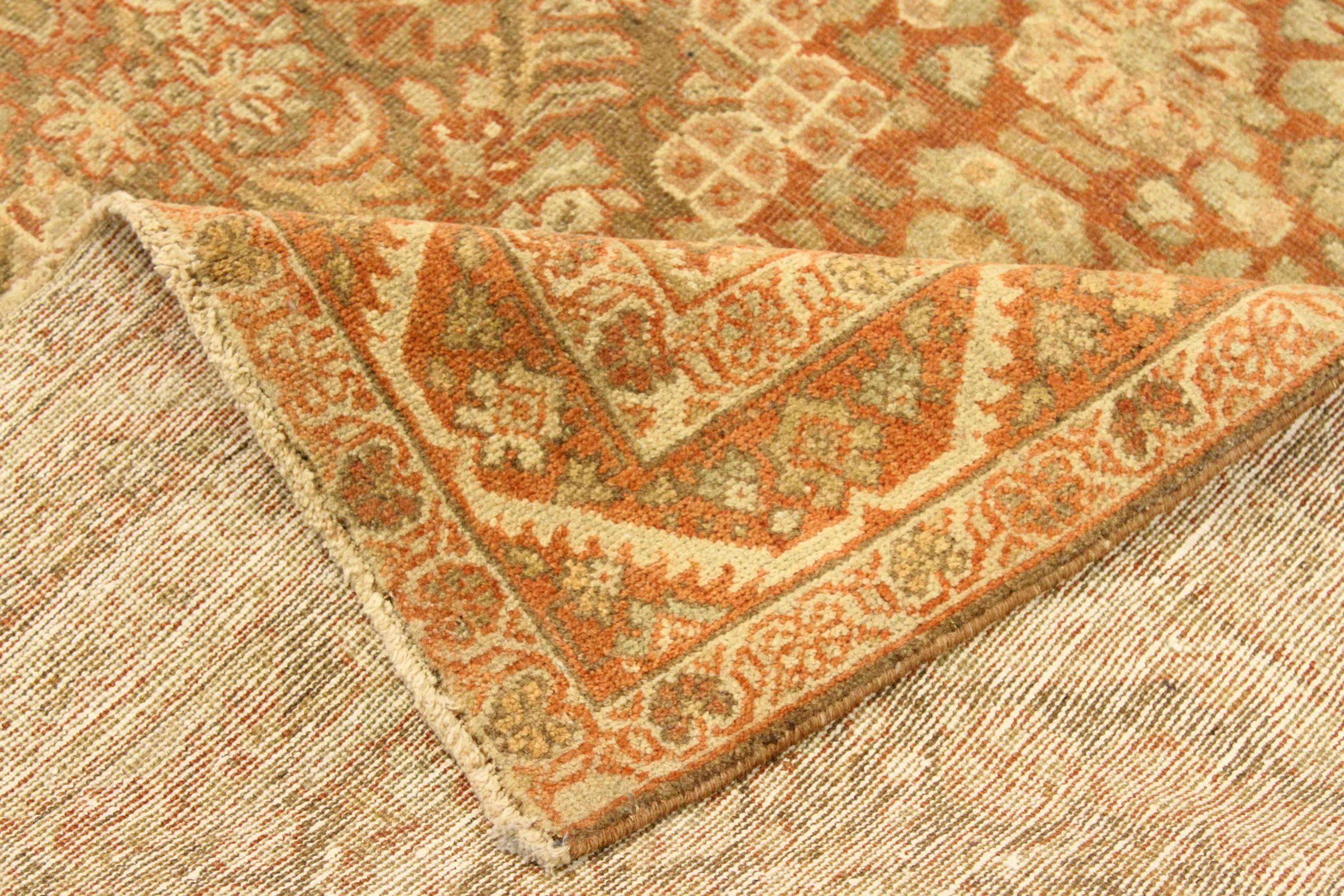 Persischer Mahal Kleiner Teppich - Wolle Grün Elfenbein Rot Design - 75721 (Asiatisch) im Angebot