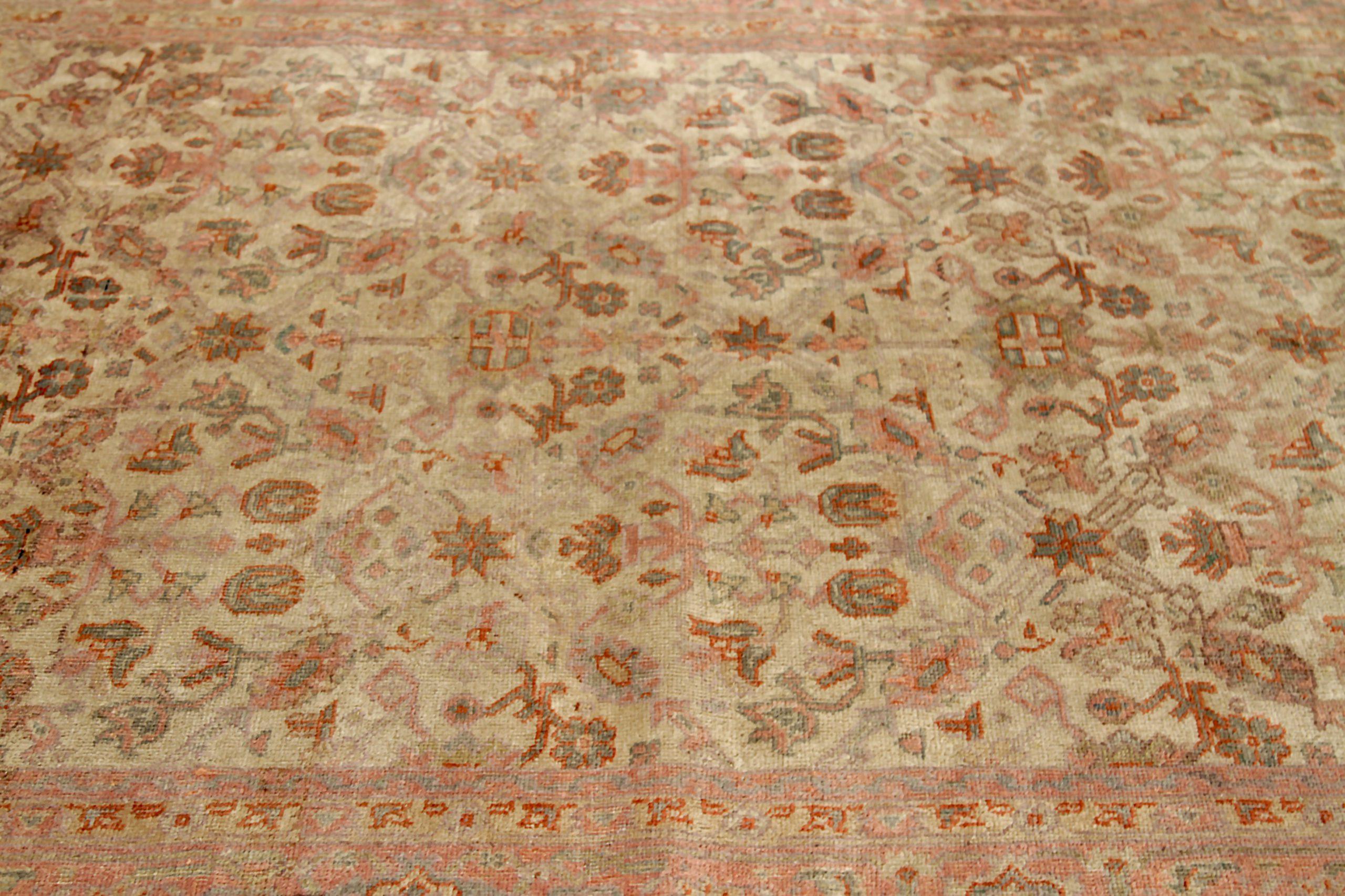 Persischer Mahal Kleiner Teppich - Wolle Elfenbeinrosa Design - 91943 (Asiatisch) im Angebot