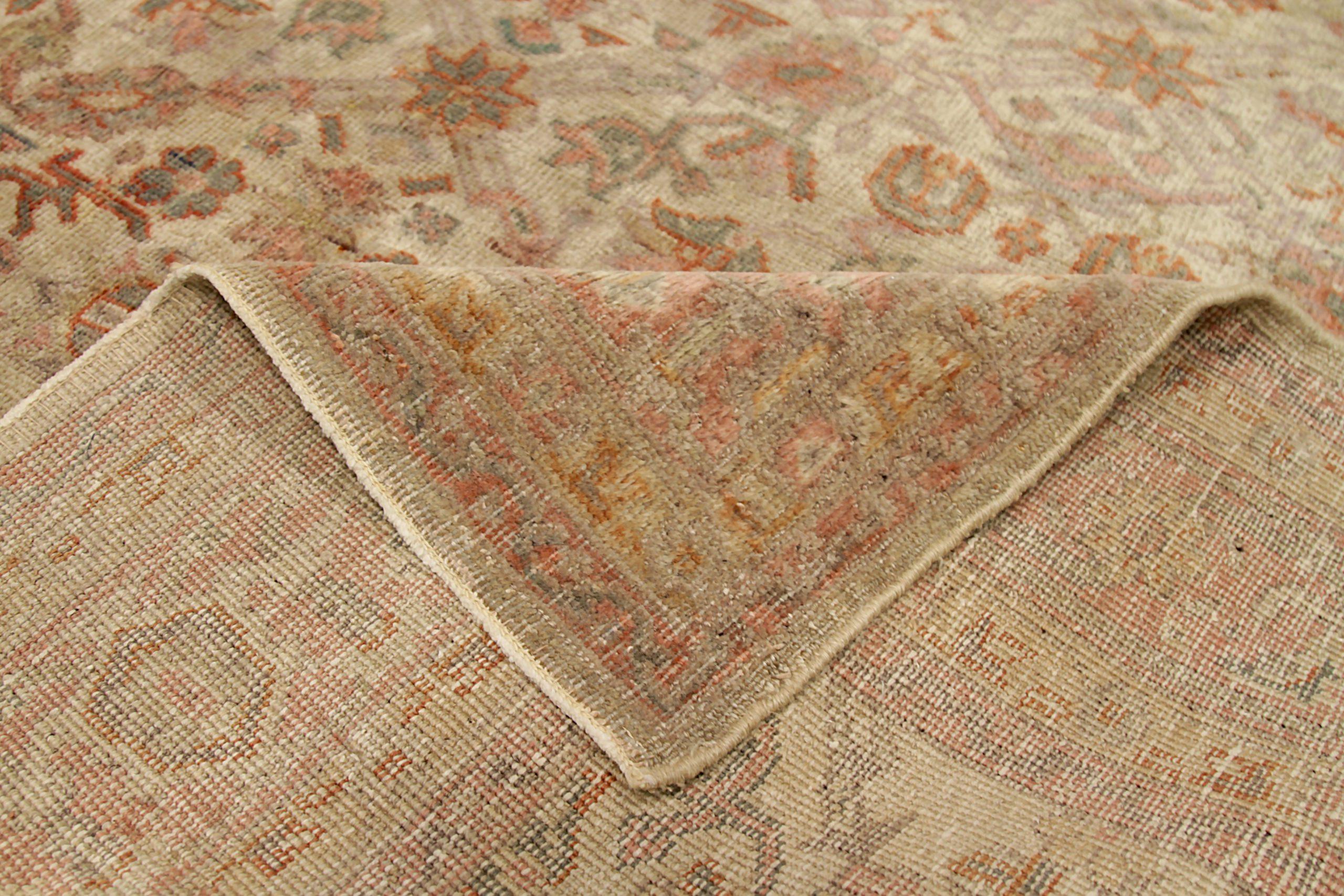 Persischer Mahal Kleiner Teppich - Wolle Elfenbeinrosa Design - 91943 (20. Jahrhundert) im Angebot