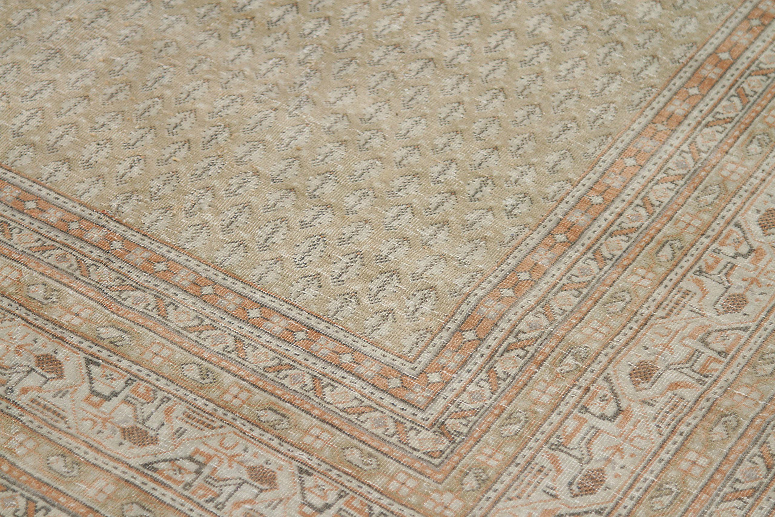 20th Century Persian Mahal Small Rug - Wool Ivory Pink Taupe Design - 92553 For Sale