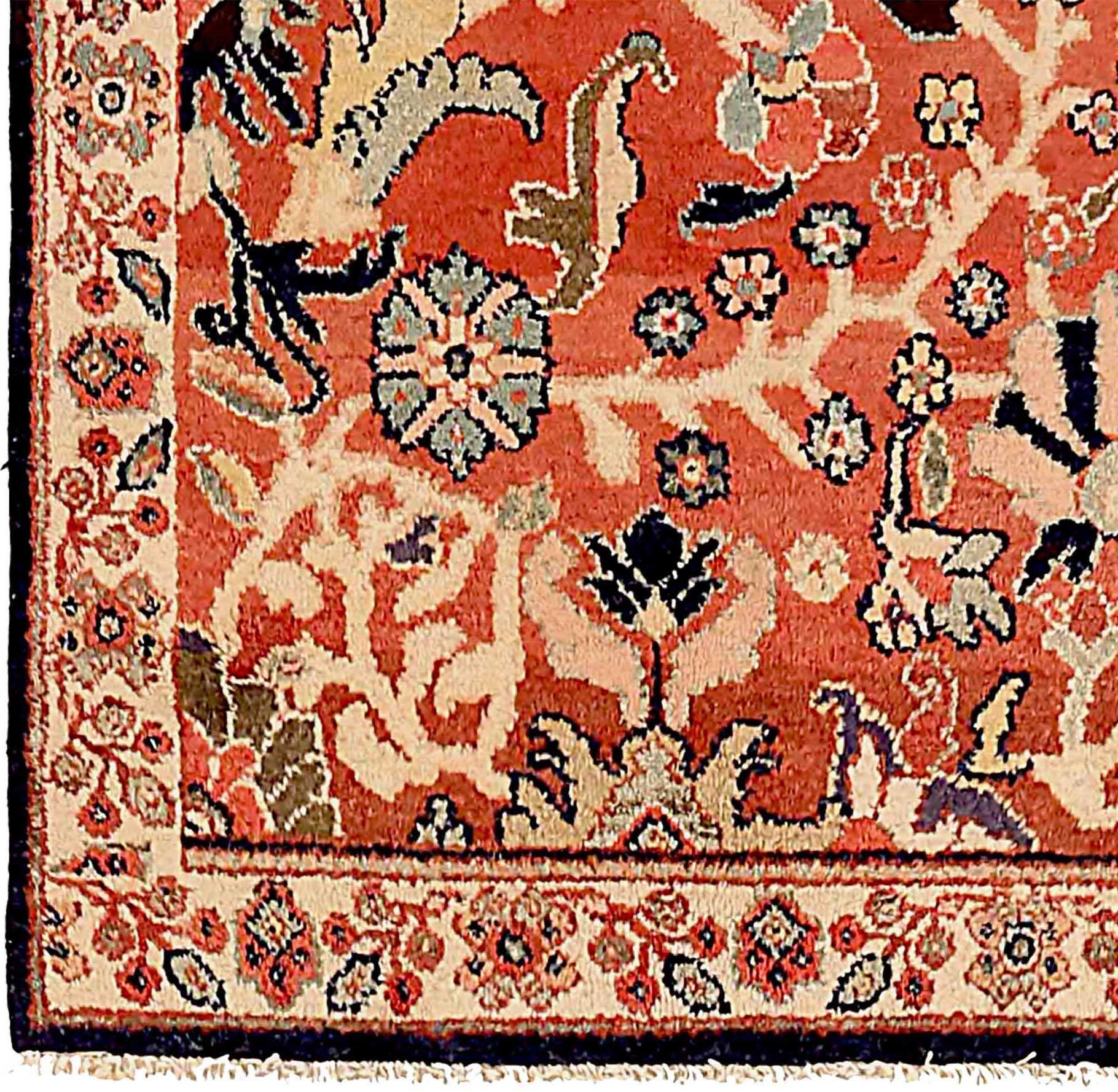 Asiatico Tappeto Persiano Mahal Piccolo - Lana Avorio Rosso 72175 in vendita