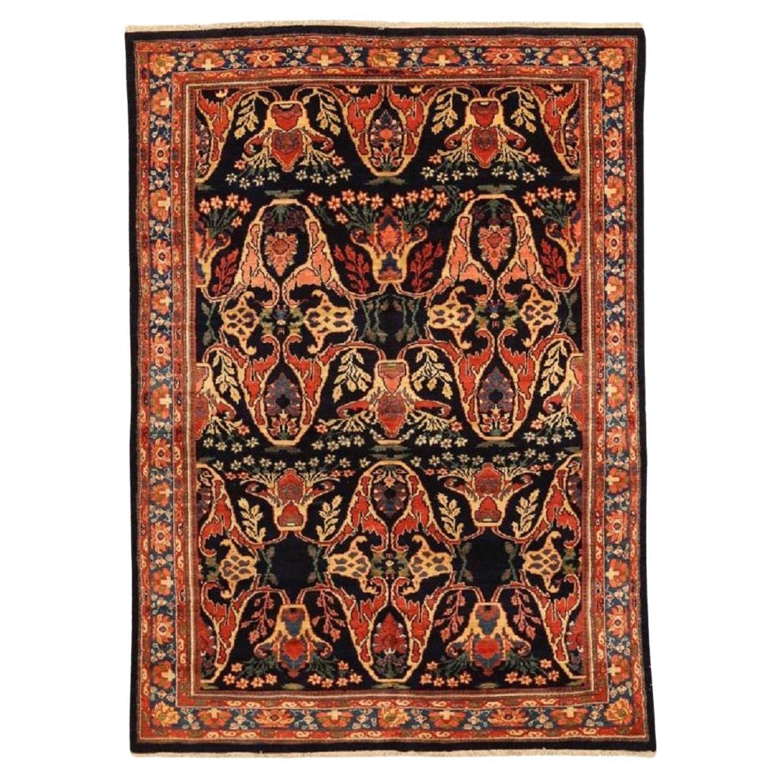 Persischer Mahal Kleiner Teppich - Wolle Marineblau Rot Gelb 72038