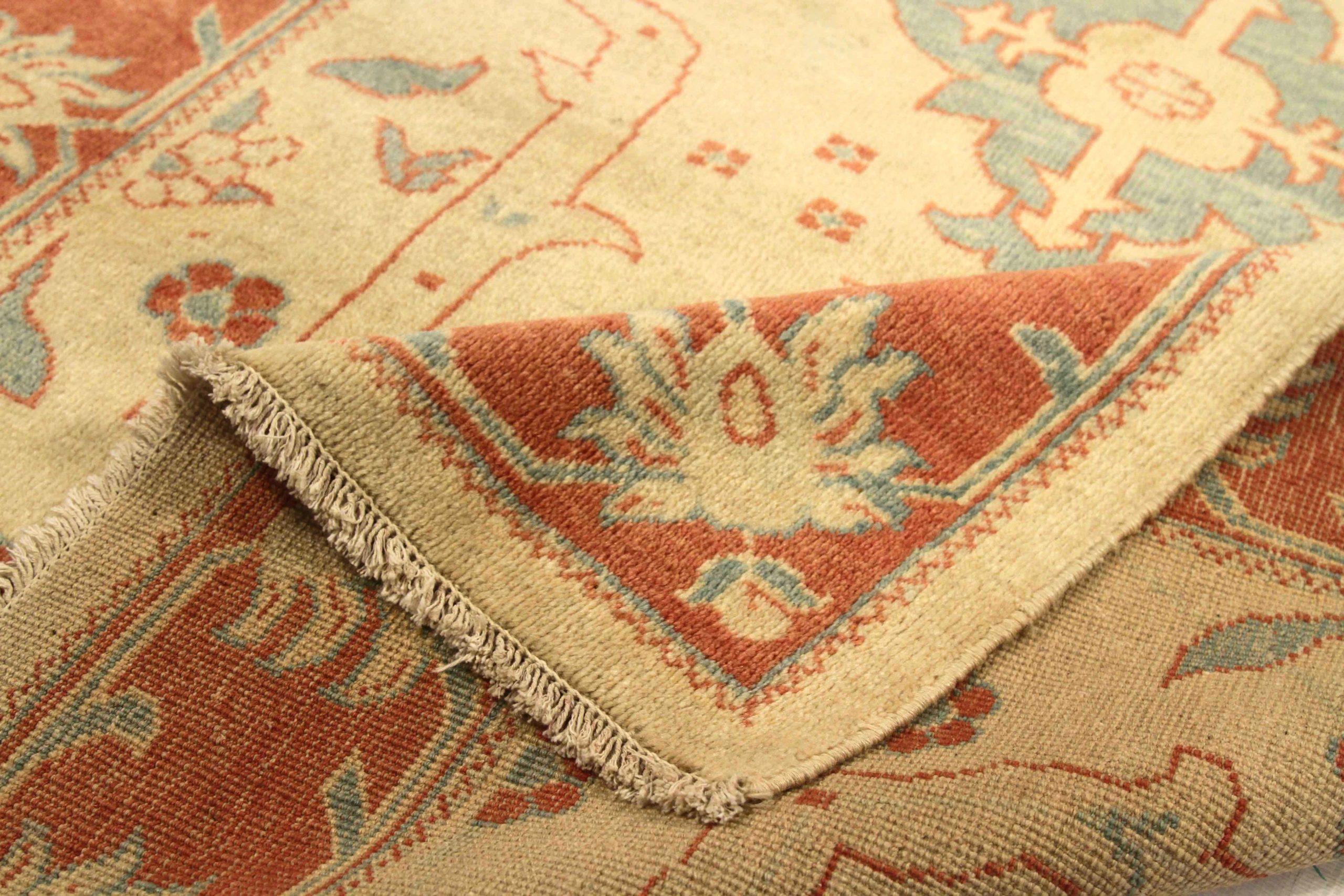 Persischer Mahal Kleiner Teppich Circa 1910 - Wolle Blau Elfenbein Rot 73964 (Asiatisch) im Angebot