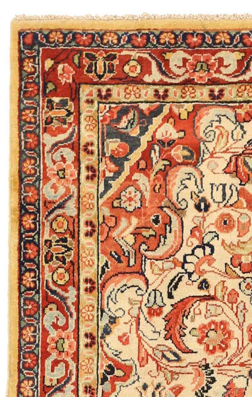 Asiatico Tappeto persiano Mahal Small Design, circa 1910 - Lana avorio-rossa - 10393 in vendita