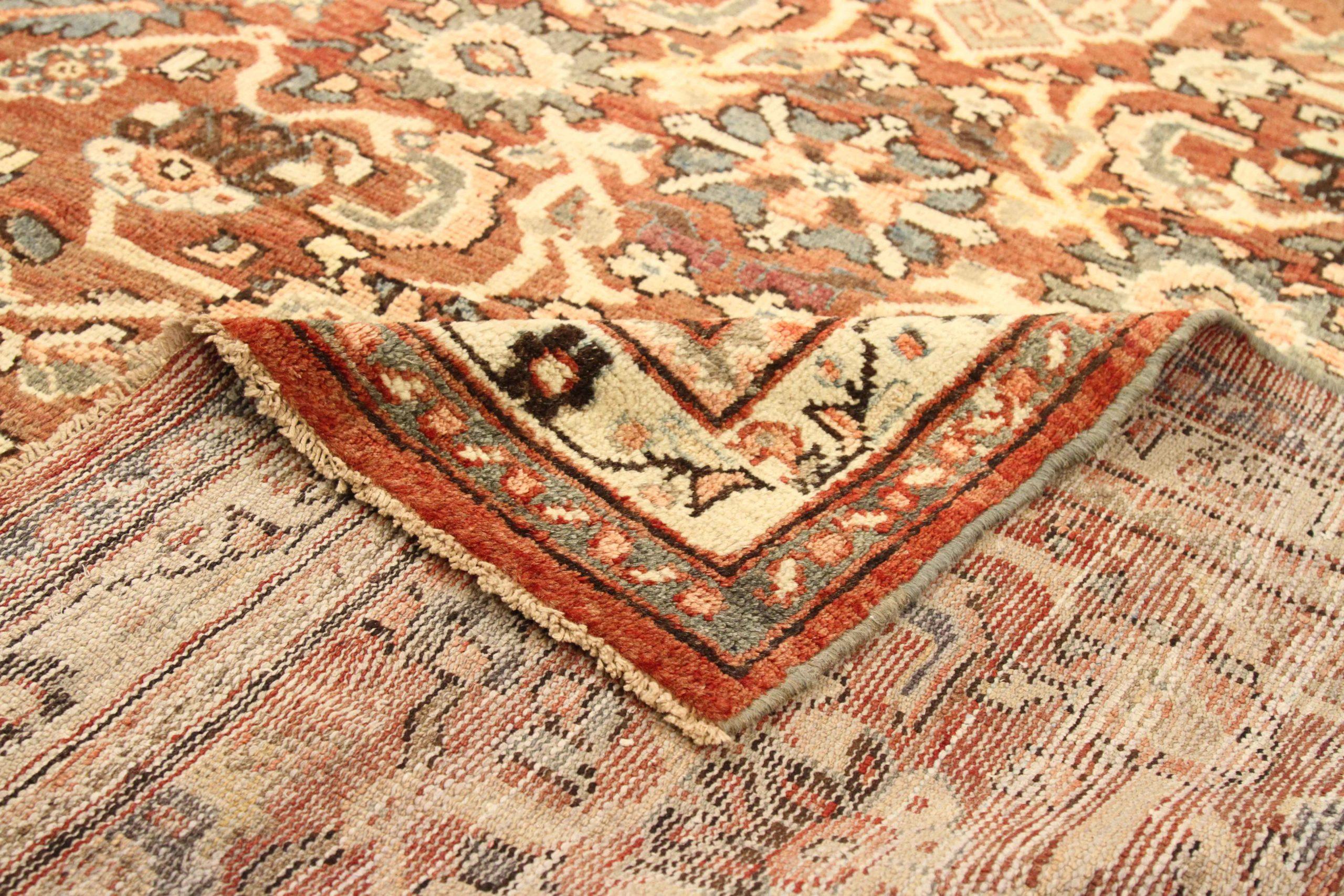 Persischer Mahal Kleiner Teppich - Wolle Blau Elfenbein Rot Design - 75881 (Irakisch) im Angebot