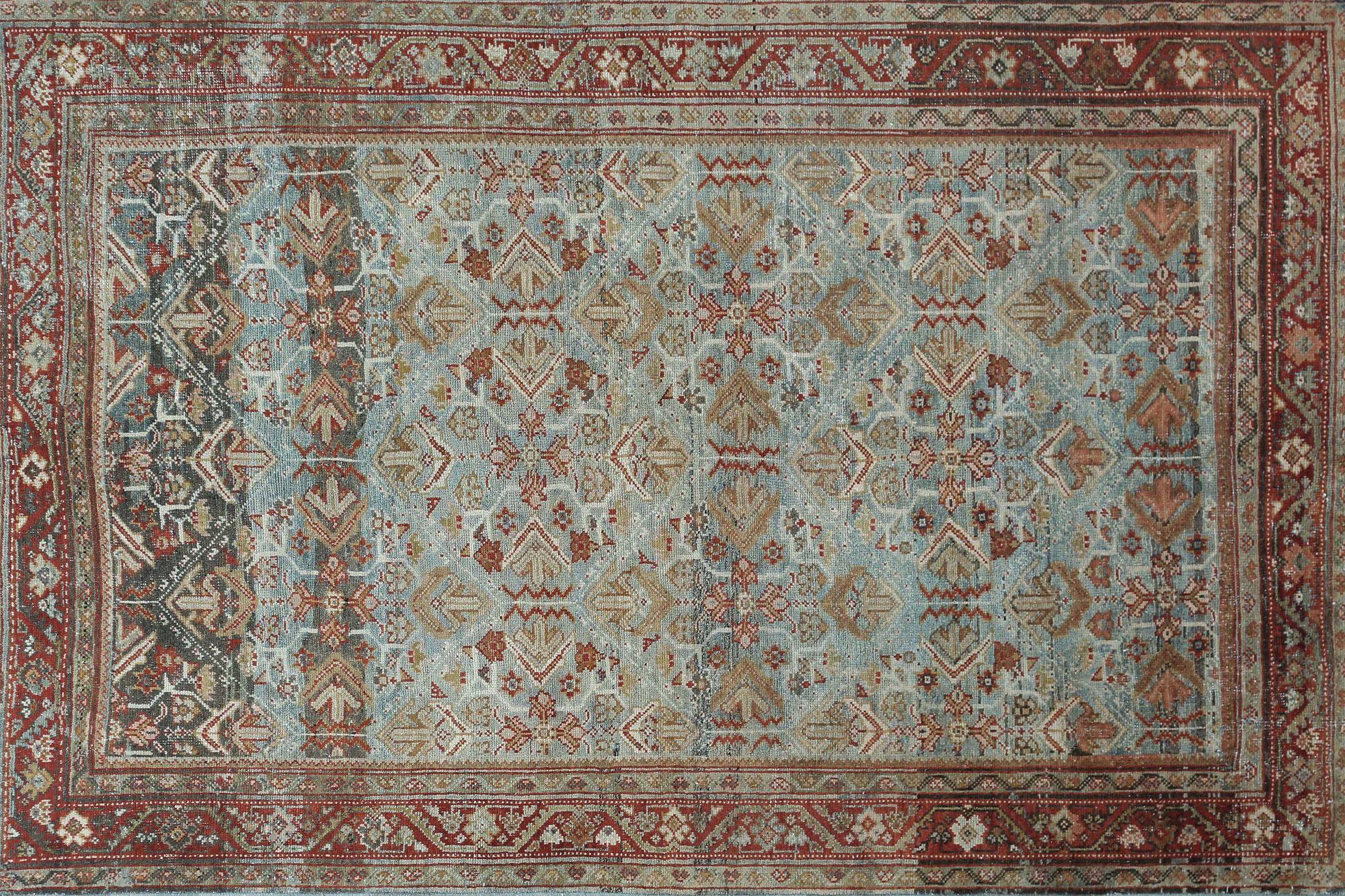Persischer Mahal Kleiner Teppich - Wolle Blau Rot Design - 97541 (Irakisch) im Angebot