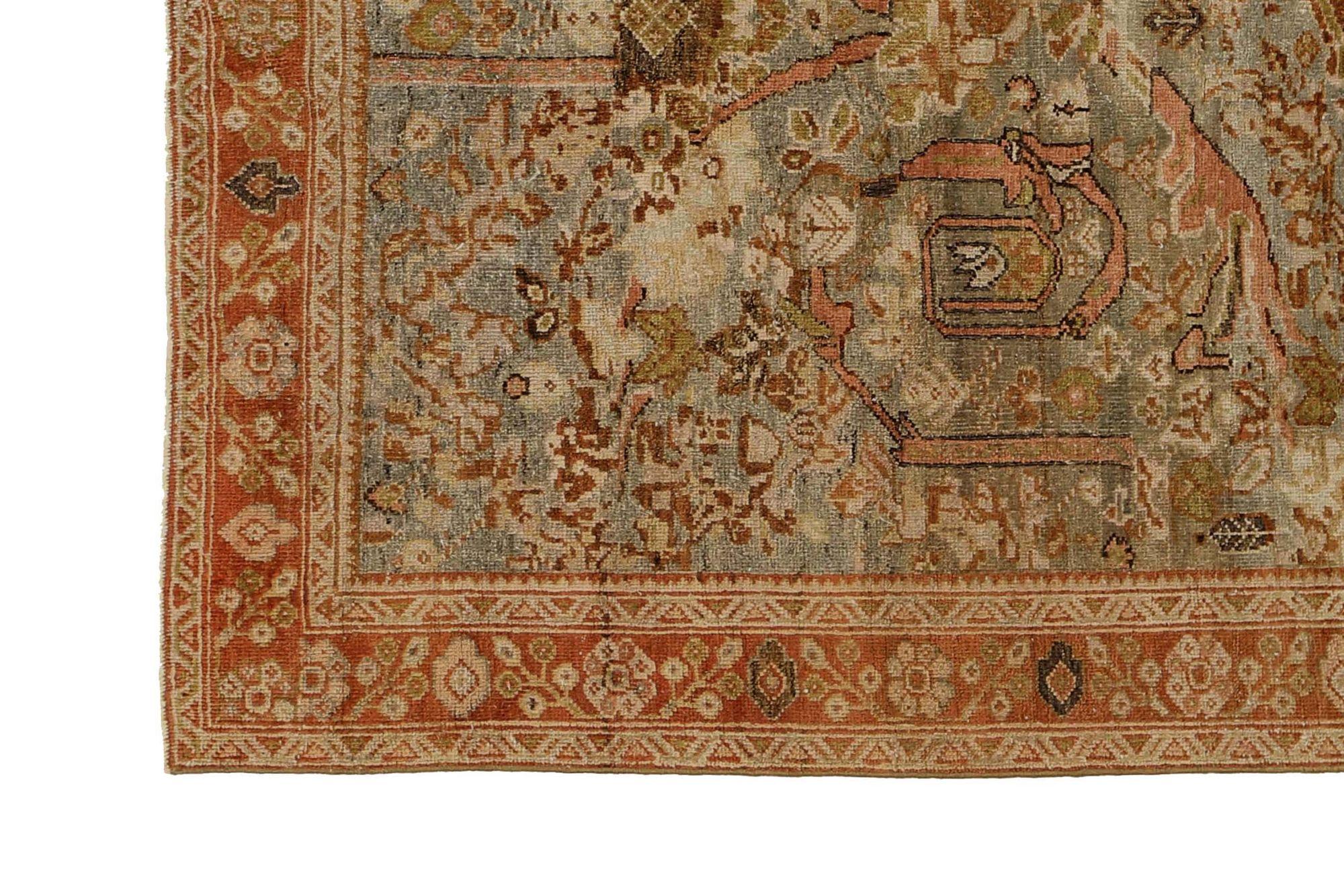 Persischer Mahal Kleiner Teppich - Wolle Blau Rot Design - 97640 (Irakisch) im Angebot